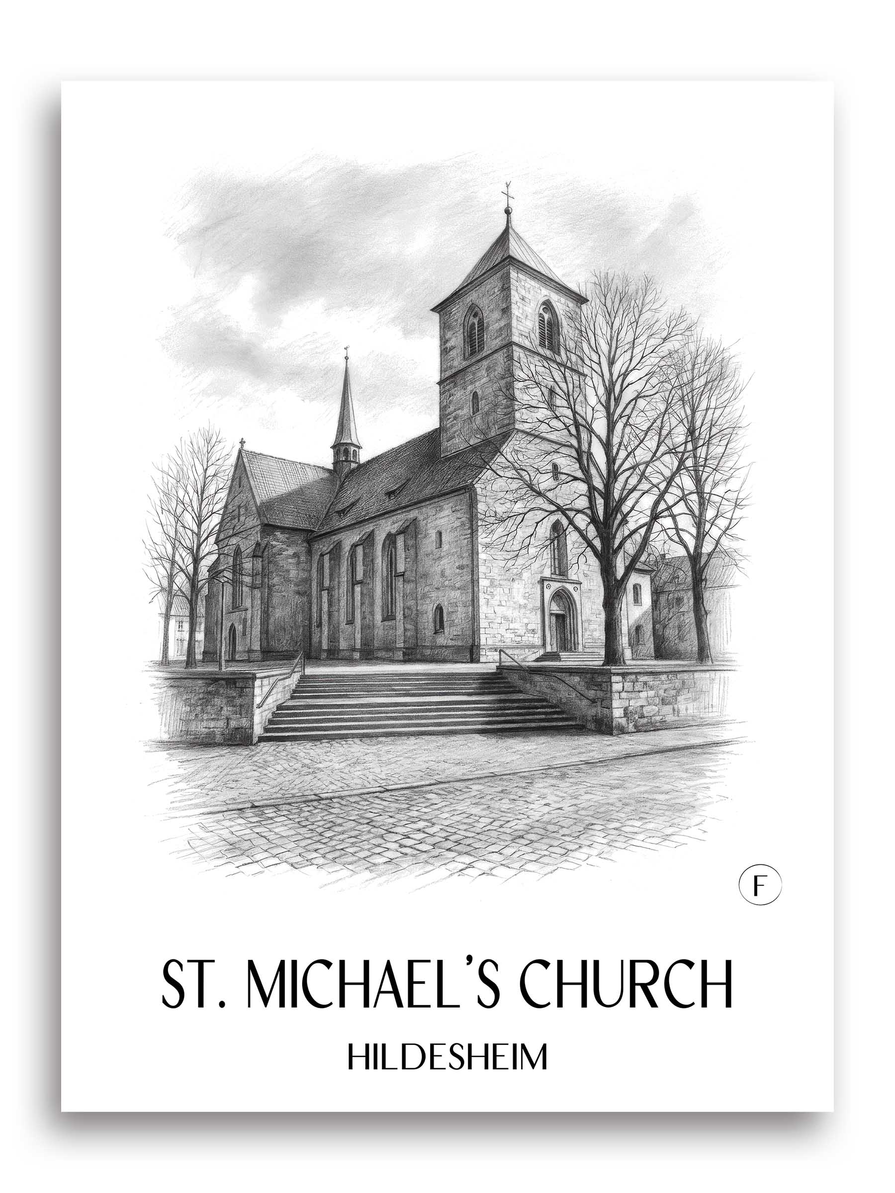 St. Michaelis Kirche Poster - Hildesheim - Deutschland Kunstdruck - Zeichnung von A4 bis A1