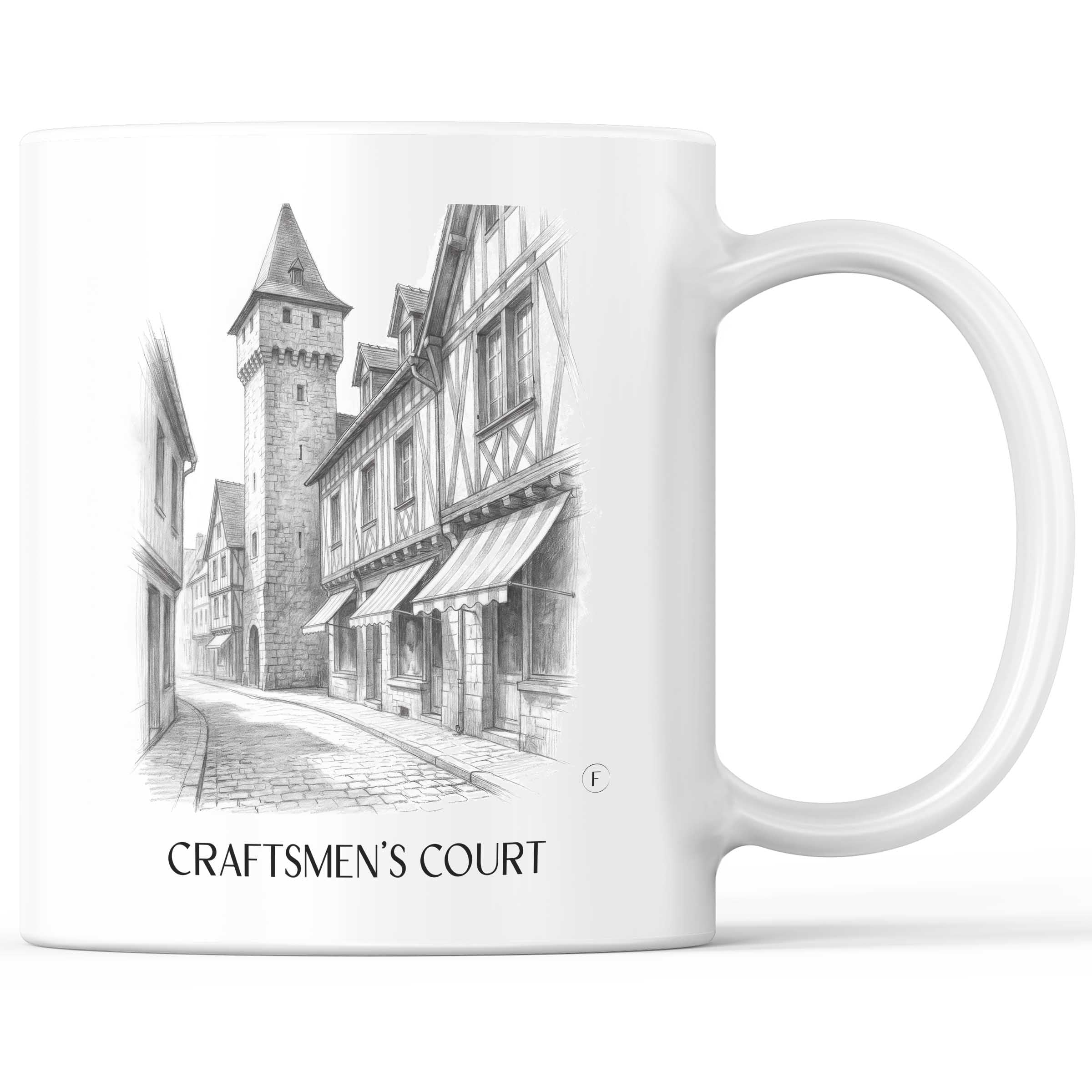 Handwerkerhof Kaffeebecher - Nürnberg - Deutschland Becher - Kaffeetasse im Zeichnung Stil