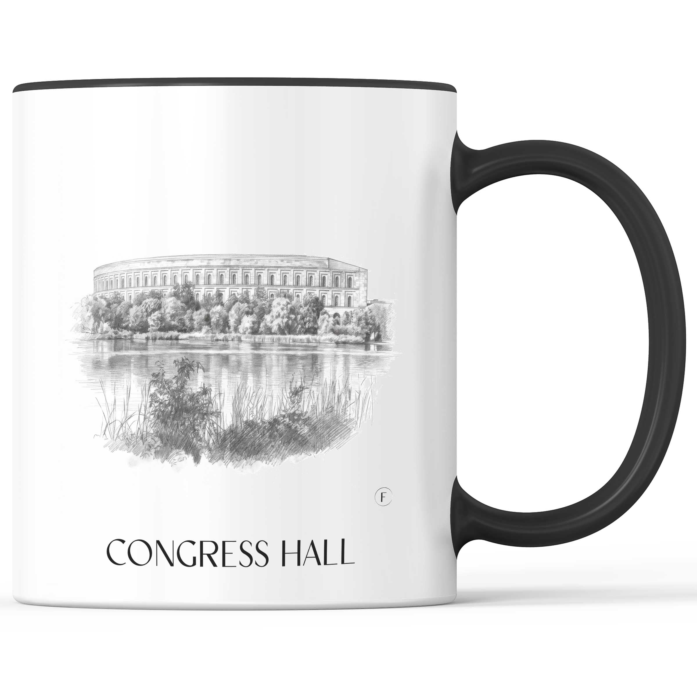 Kongresshalle Kaffeebecher - Nürnberg - Deutschland Becher - Kaffeetasse im Zeichnung Stil