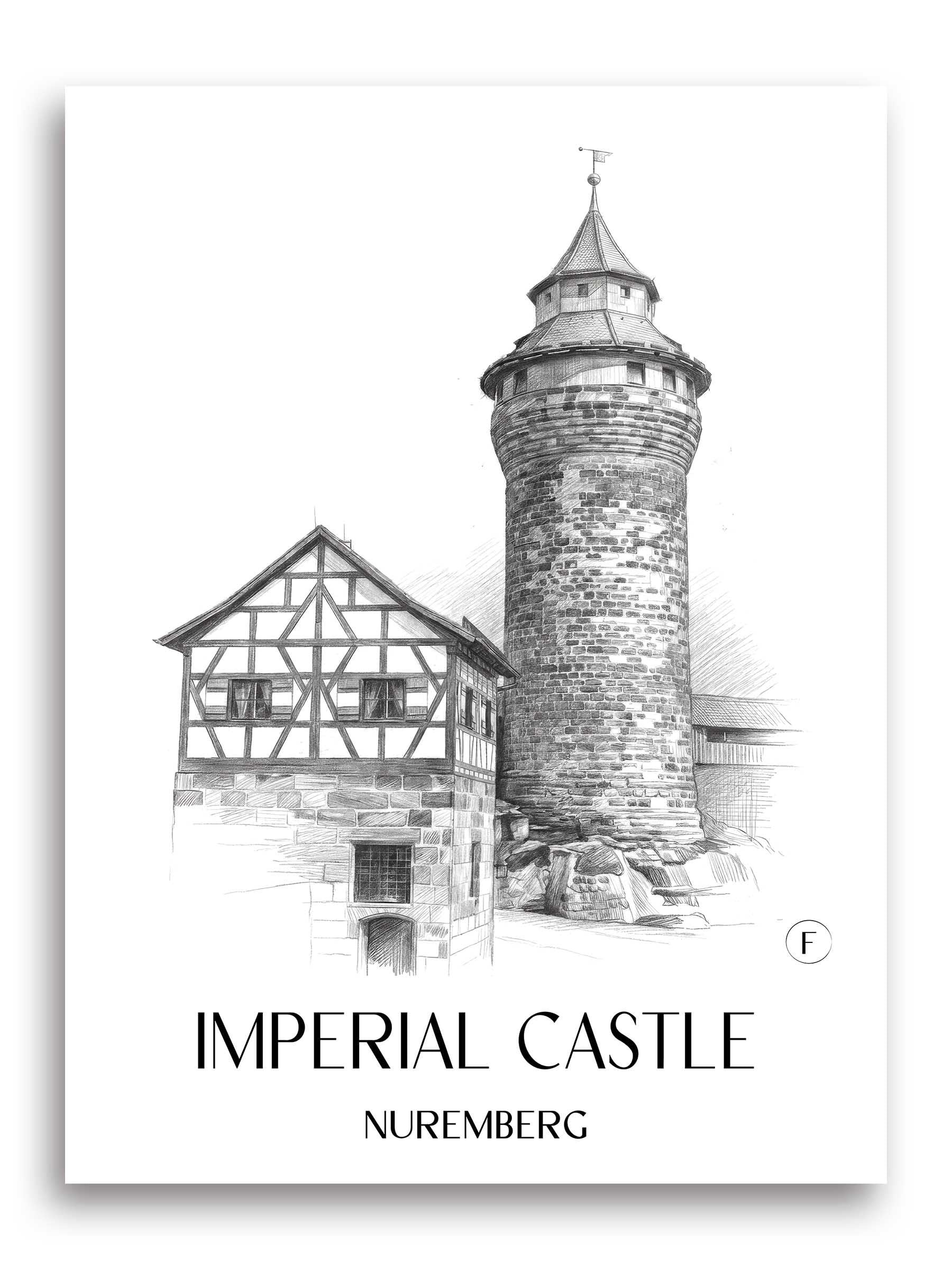 Kaiserburg Poster - Nürnberg - Deutschland Kunstdruck - Zeichnung von A4 bis A1