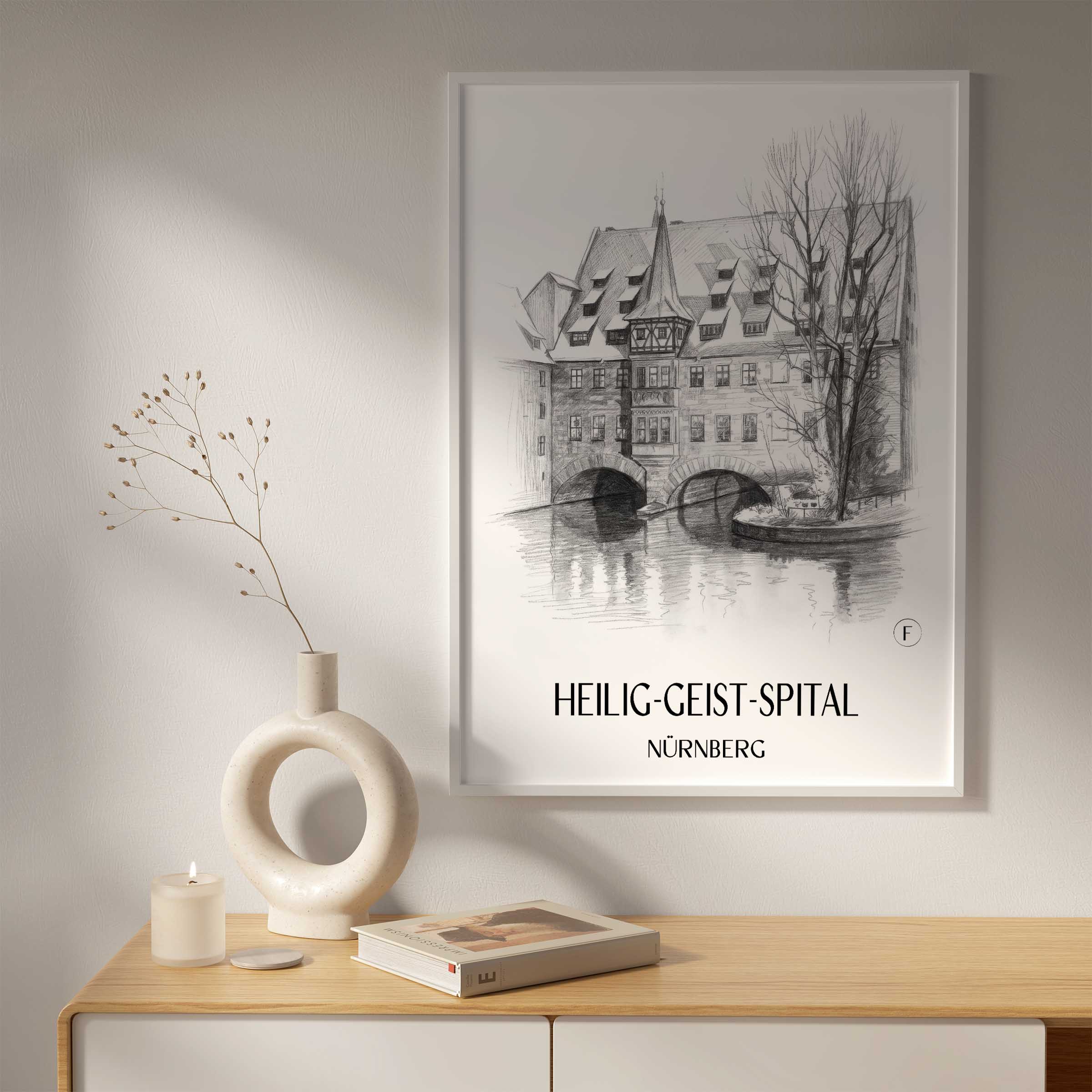 heilig-geist-spital-nürnberg-deutschland-poster-bleistift-zeichnung-drawing