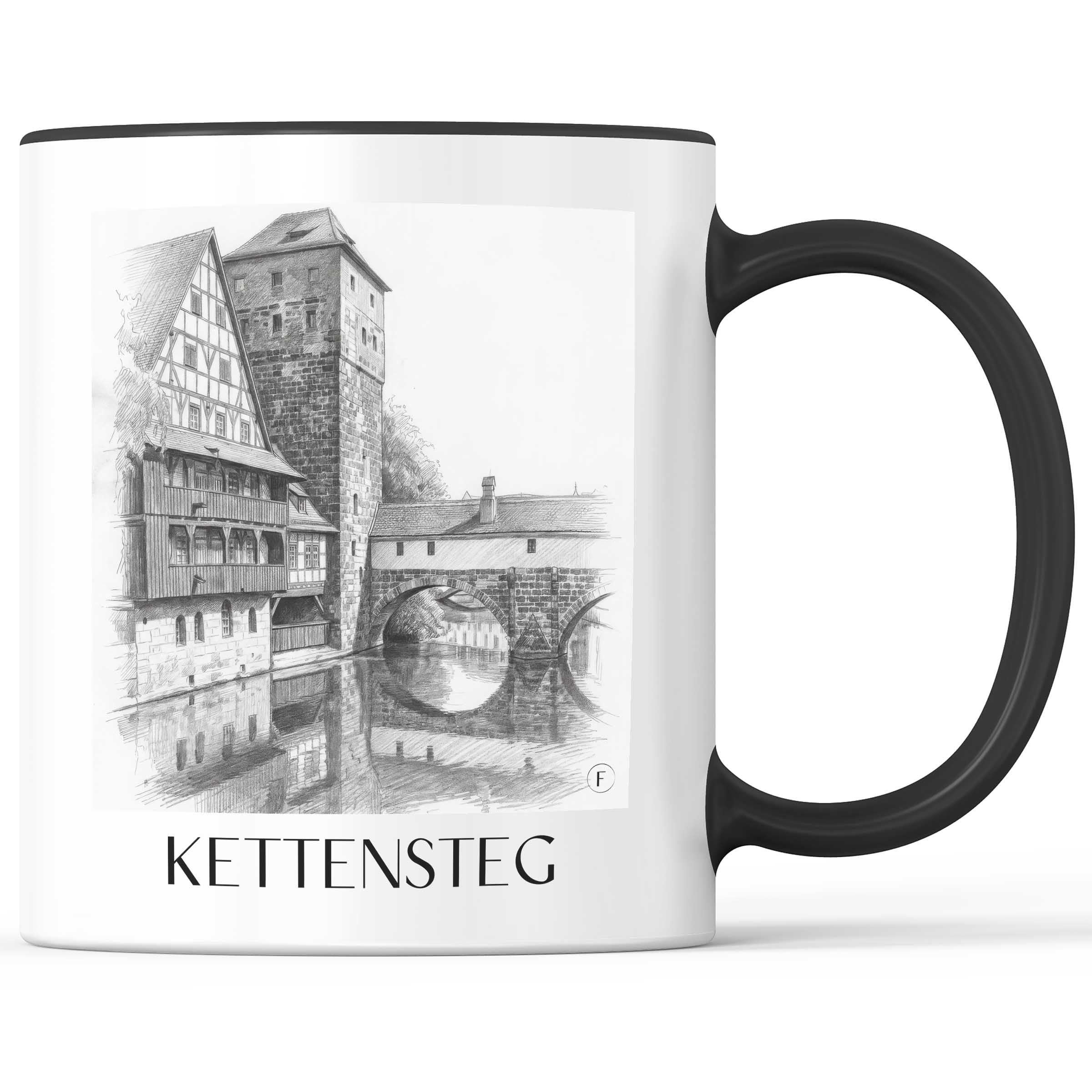 kettensteg-nürnberg-deutschland-kaffeebecher-bleistift-zeichnung-drawing