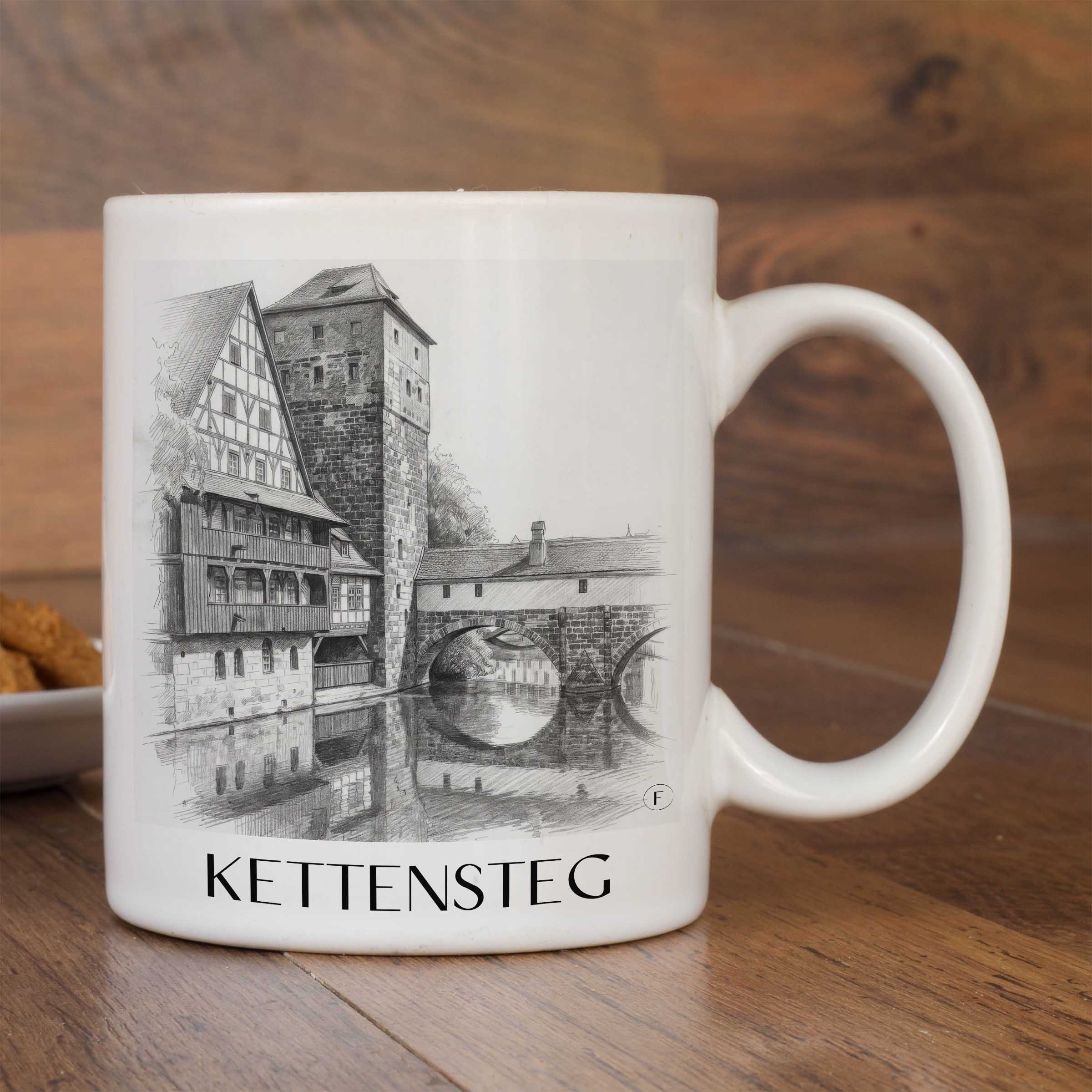 kettensteg-nürnberg-deutschland-kaffeebecher-bleistift-zeichnung-drawing
