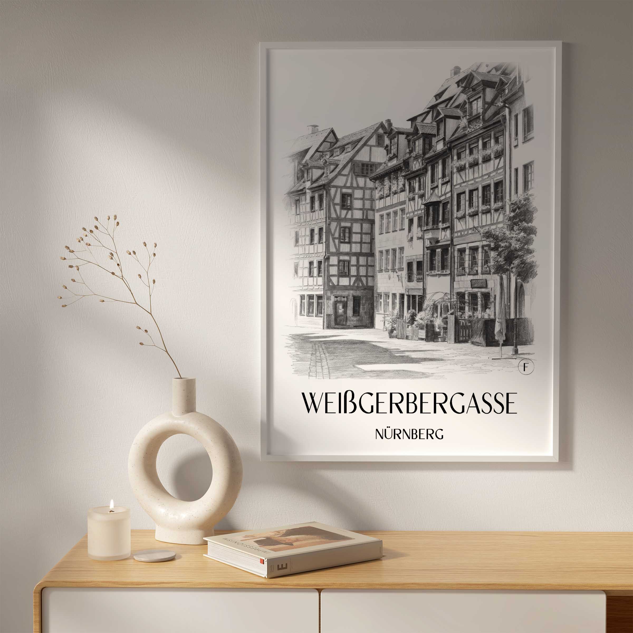 weißgerbergasse-nürnberg-deutschland-poster-bleistift-zeichnung-drawing