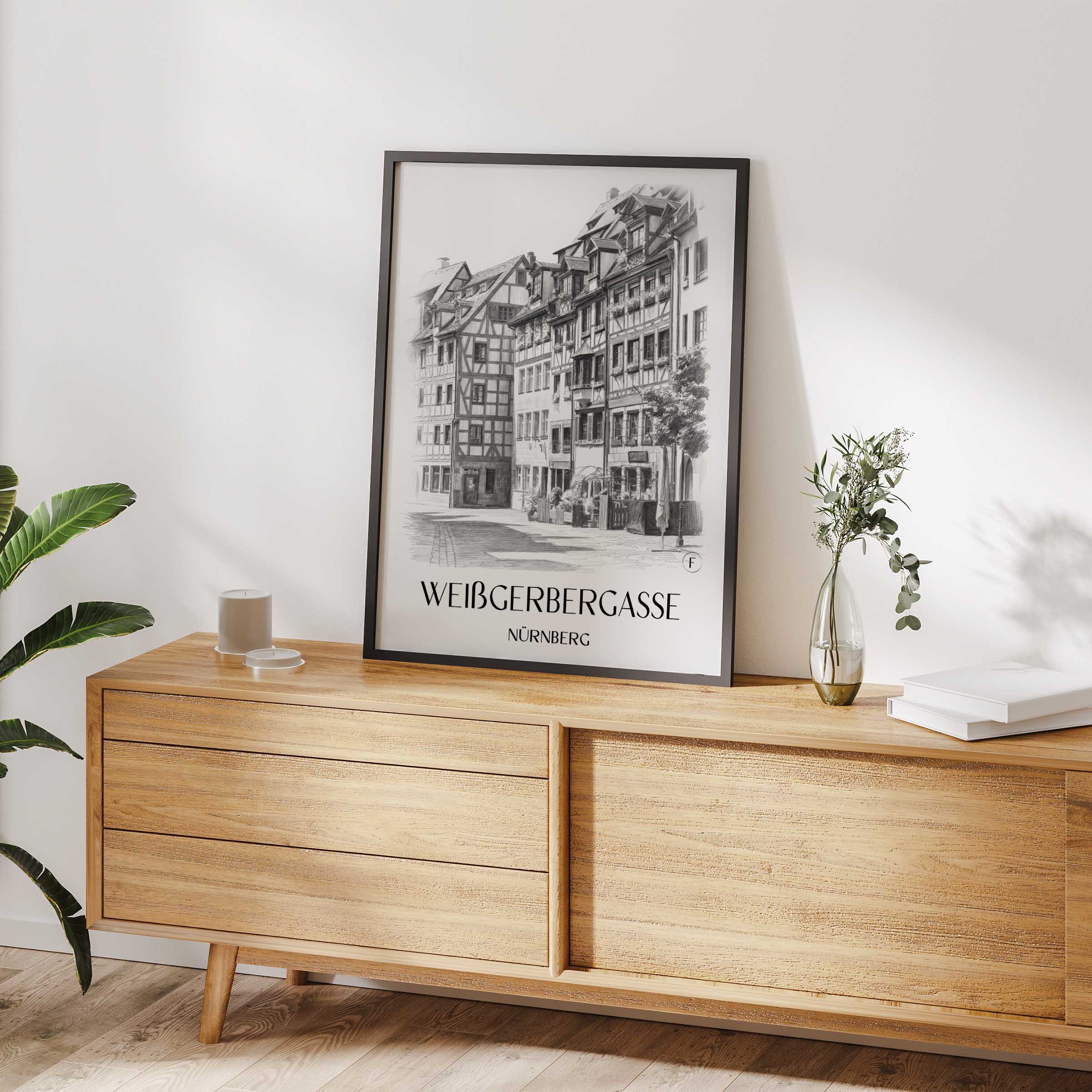 weißgerbergasse-nürnberg-deutschland-poster-bleistift-zeichnung-drawing