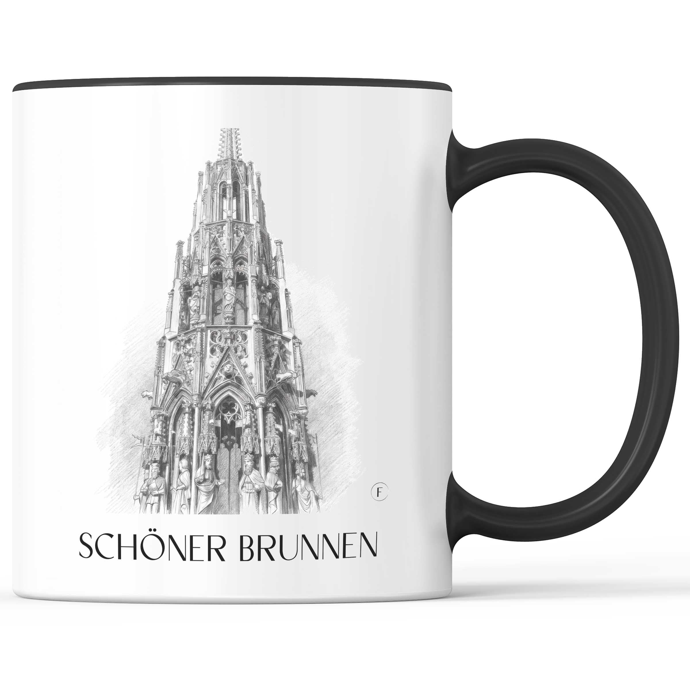 schöner-brunnen-nürnberg-deutschland-kaffeebecher-bleistift-zeichnung-drawing