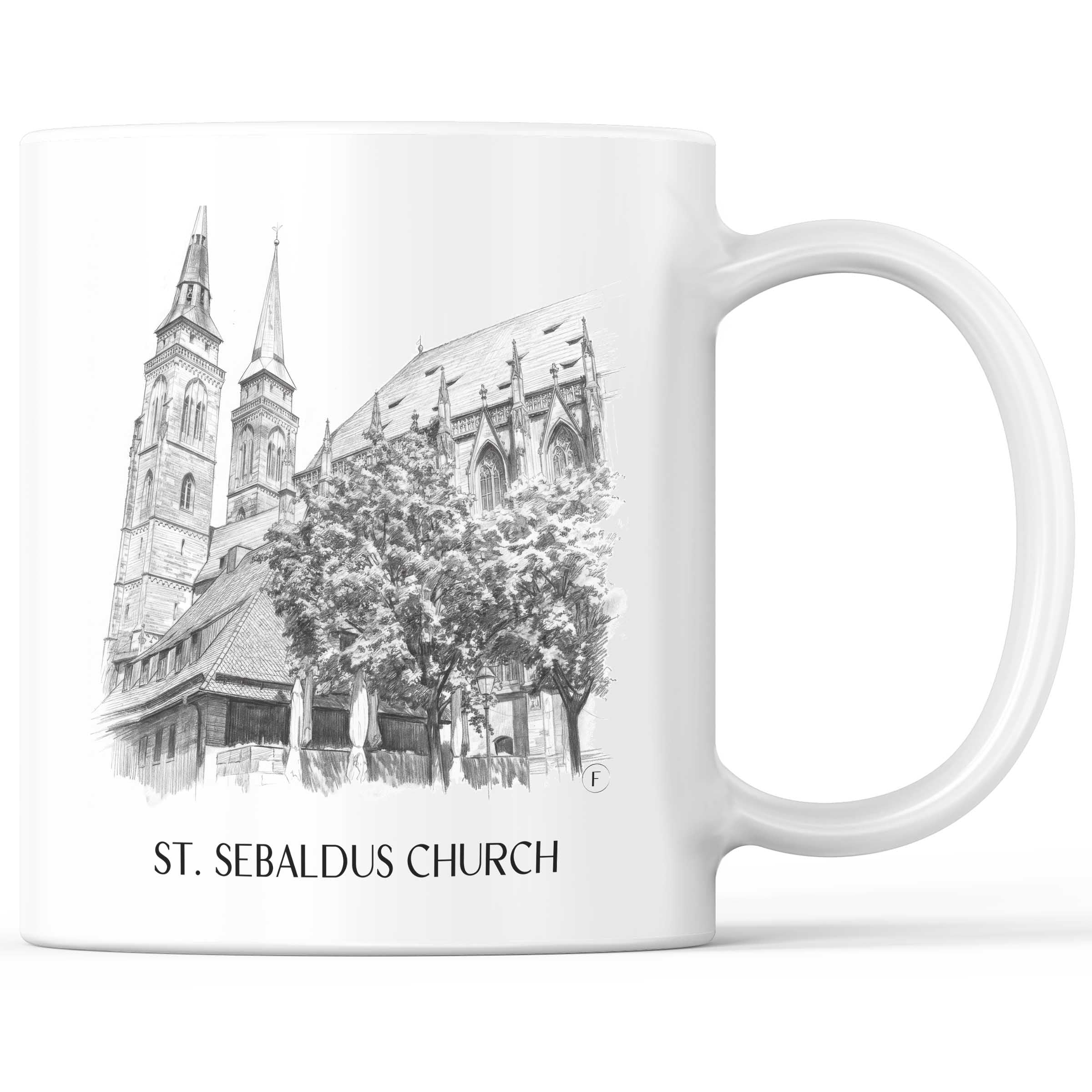 Sebalduskirche Kaffeebecher - Nürnberg - Deutschland Becher - Kaffeetasse im Zeichnung Stil