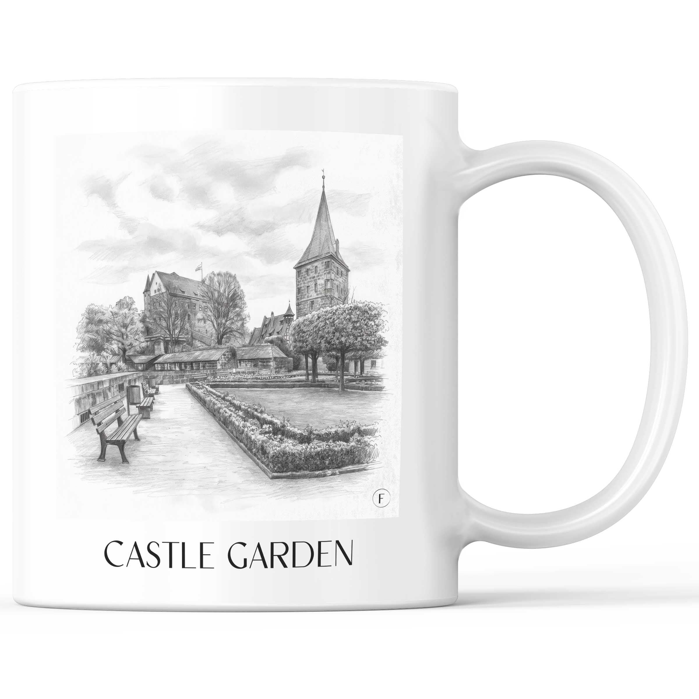 Burggarten Kaffeebecher - Nürnberg - Deutschland Becher - Kaffeetasse im Zeichnung Stil