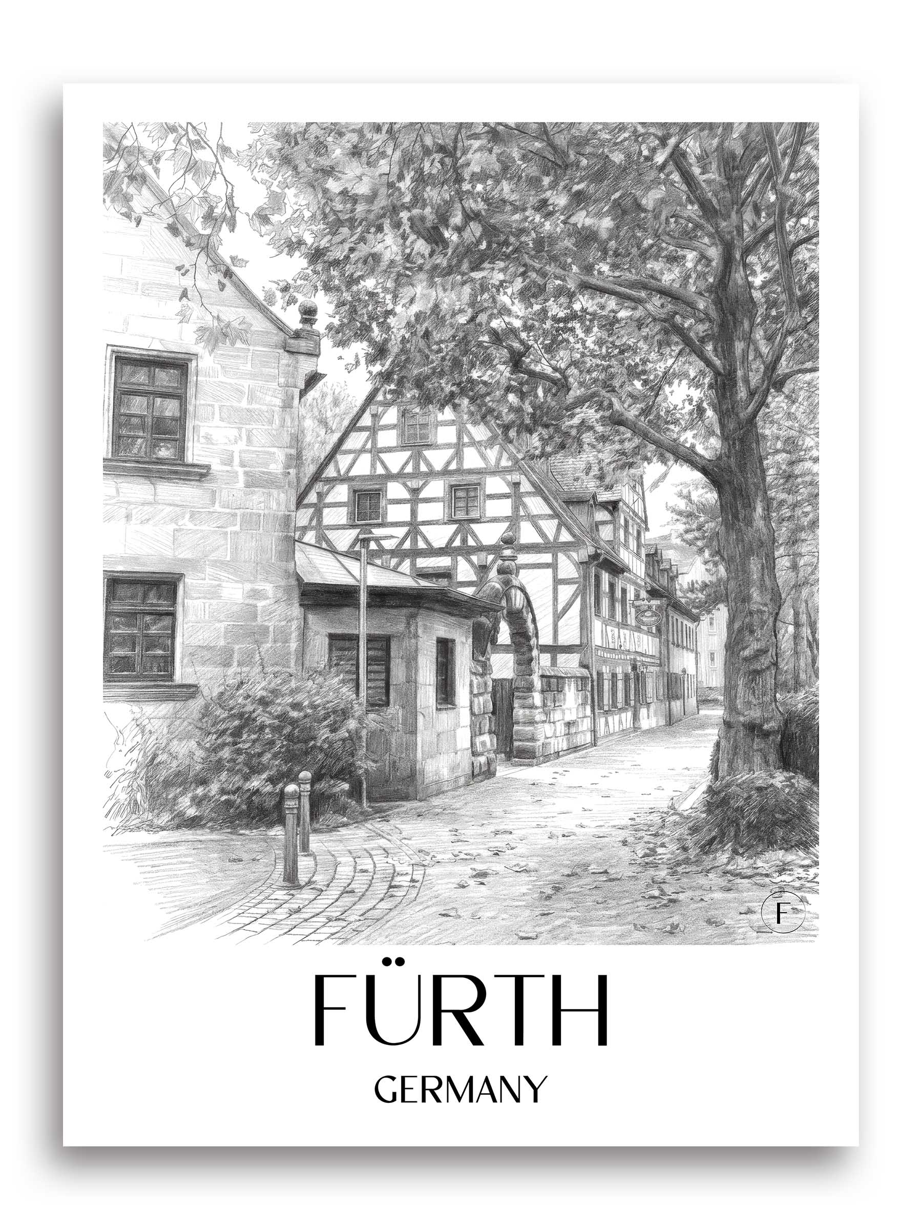 Fürth Poster - - Deutschland Kunstdruck - Zeichnung von A4 bis A1