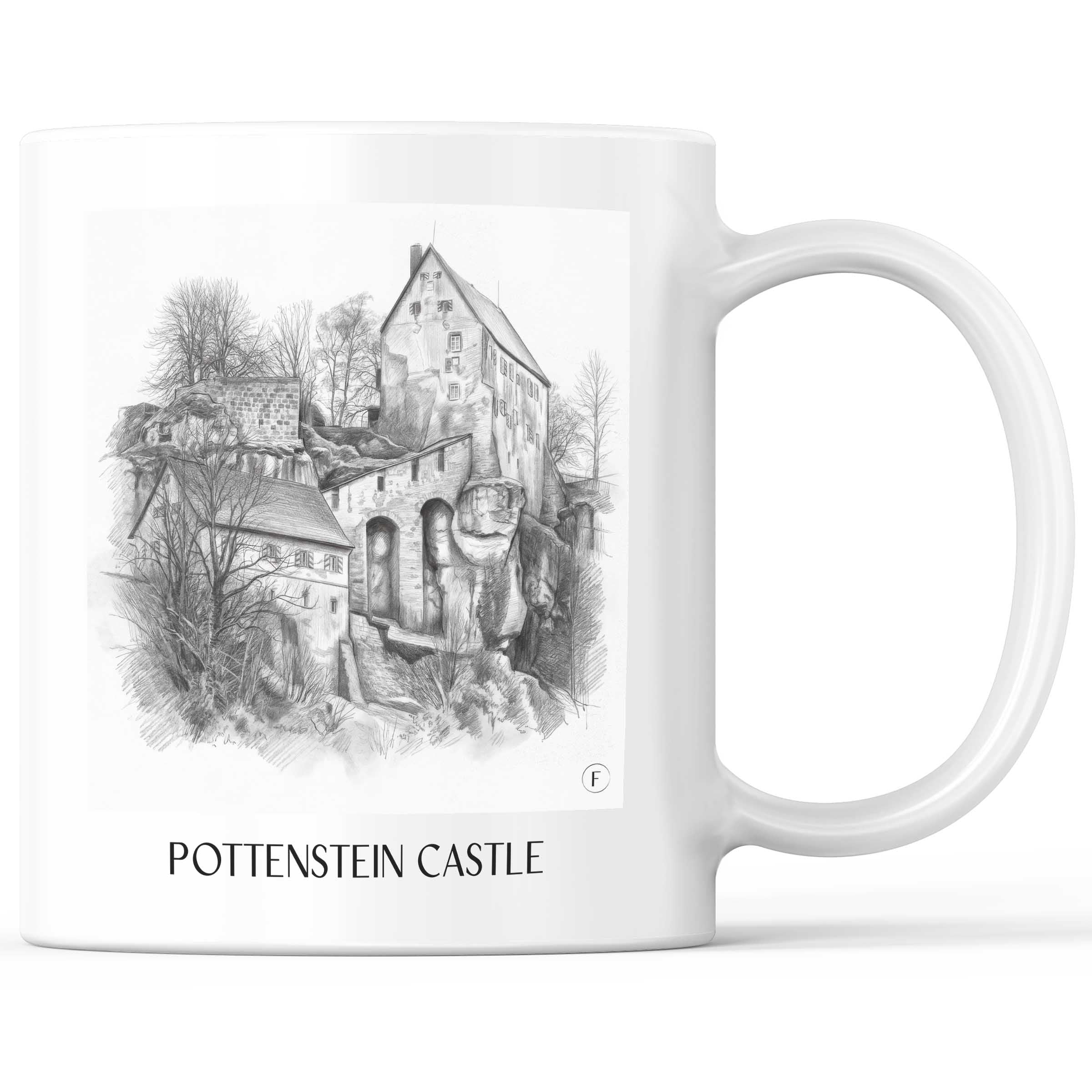 Burg Pottenstein - Deutschland Becher - Kaffeetasse im Zeichnung Stil