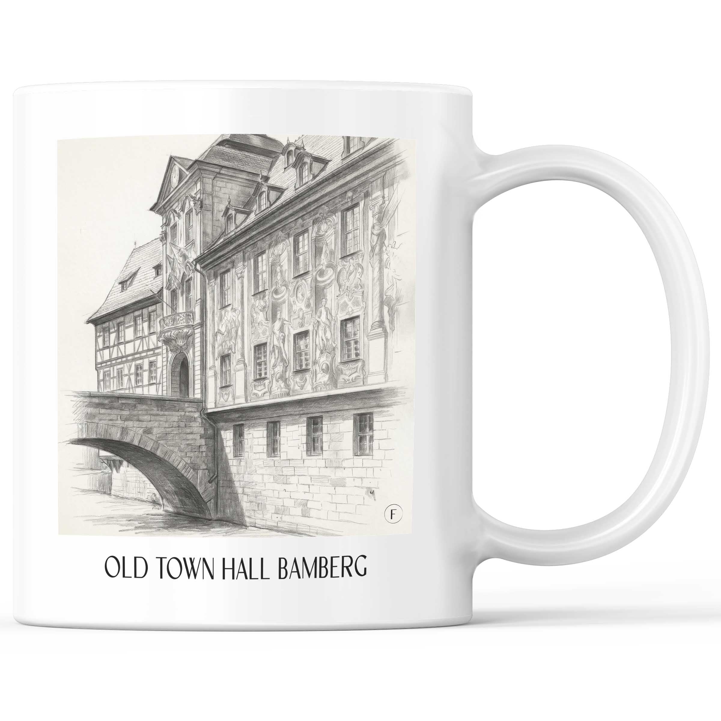 Altes Rathaus Kaffeebecher - Bamberg - Deutschland Becher - Kaffeetasse im Zeichnung Stil
