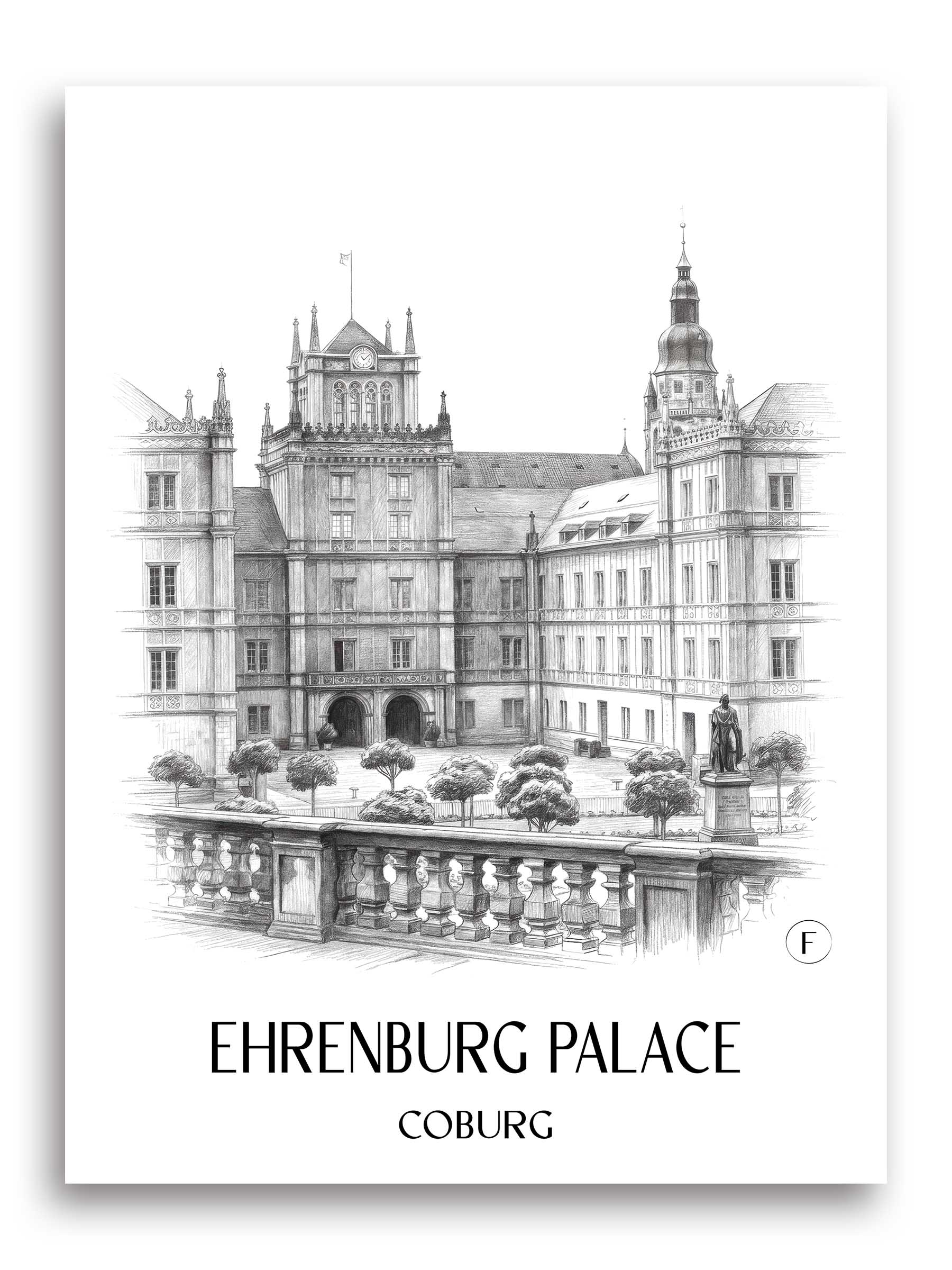Schloss Ehrenburg Poster - Coburg - Deutschland Kunstdruck - Zeichnung von A4 bis A1