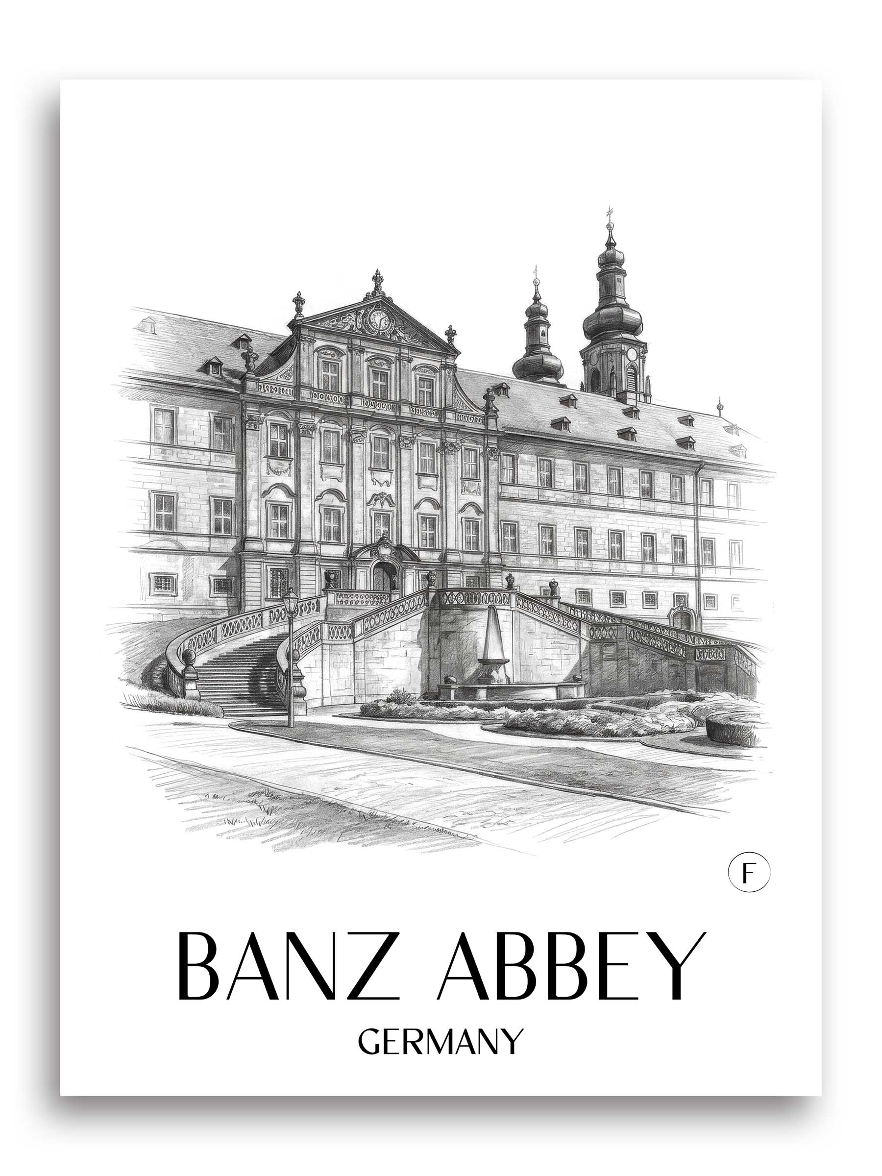 Kloster Banz Poster - - Deutschland Kunstdruck - Zeichnung von A4 bis A1