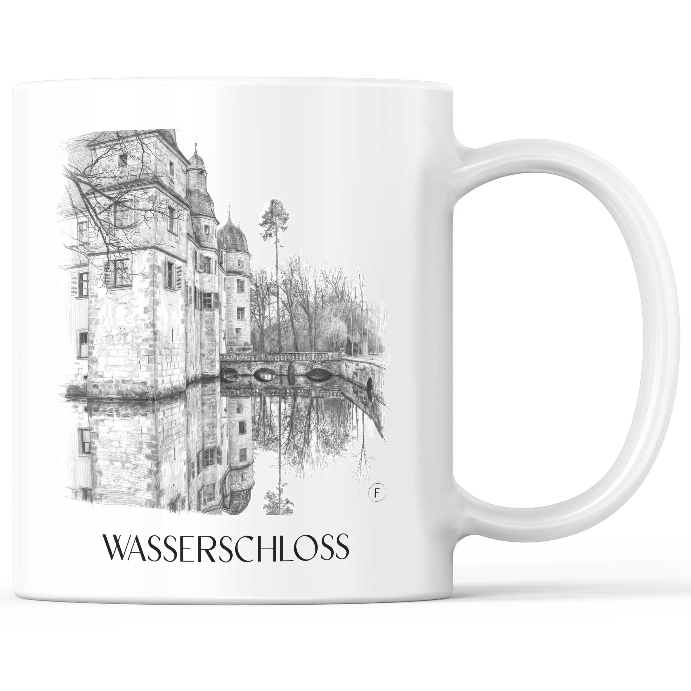 Wasserschloss Kaffeebecher - Mitwitz - Deutschland Becher - Kaffeetasse im Zeichnung Stil