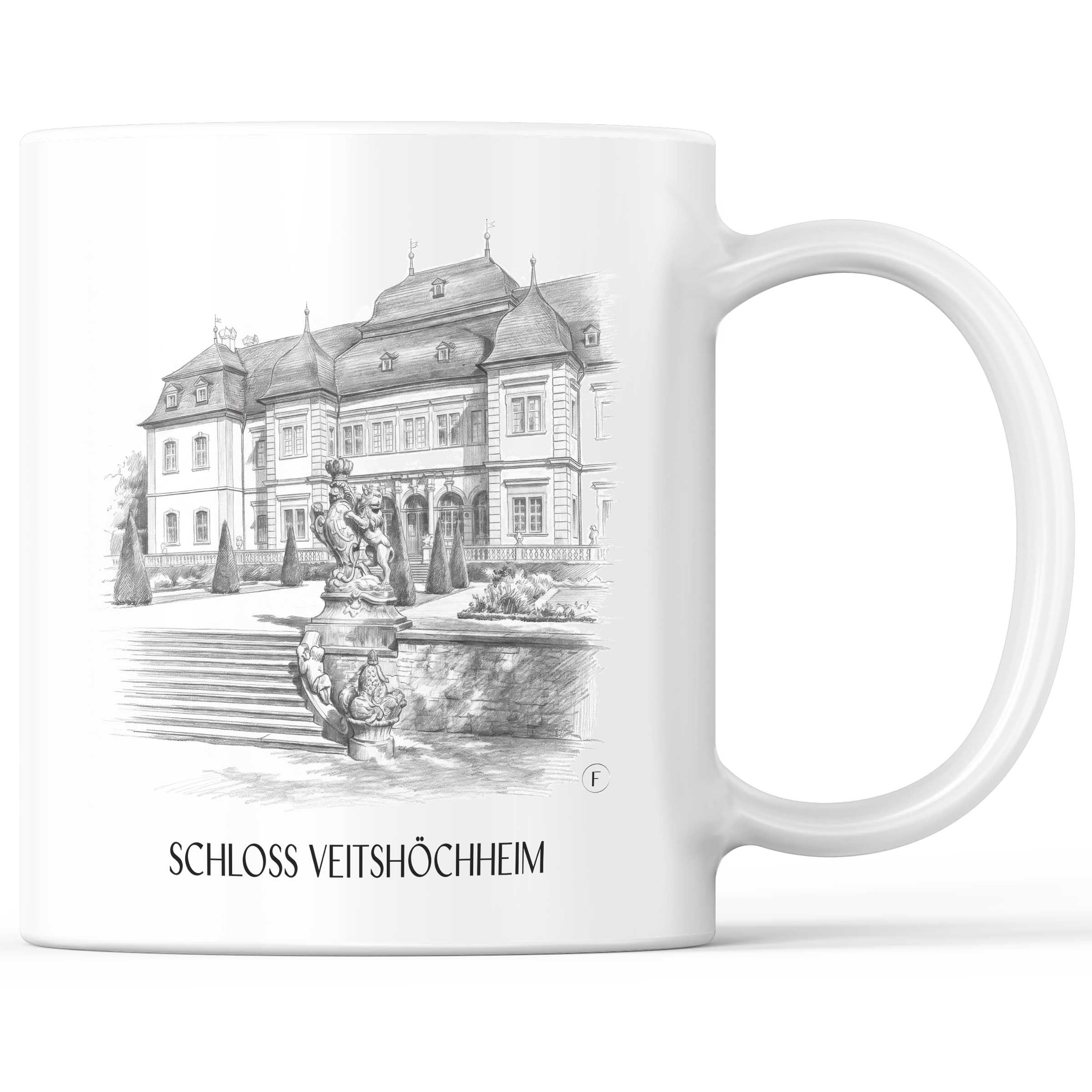 Schloss Veitshöchheim Kaffeebecher - Würzburg - Deutschland Becher - Kaffeetasse im Zeichnung Stil