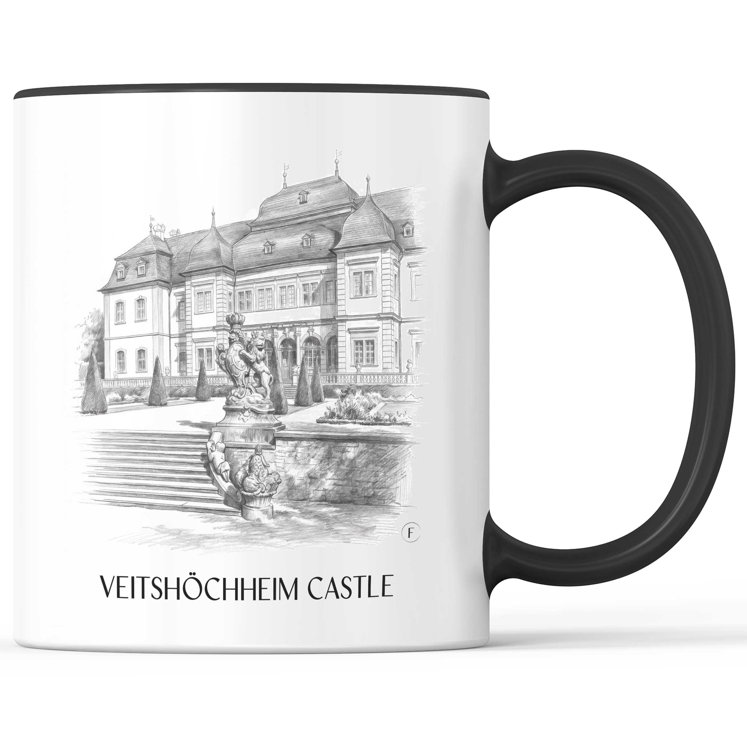 Schloss Veitshöchheim Kaffeebecher - Würzburg - Deutschland Becher - Kaffeetasse im Zeichnung Stil