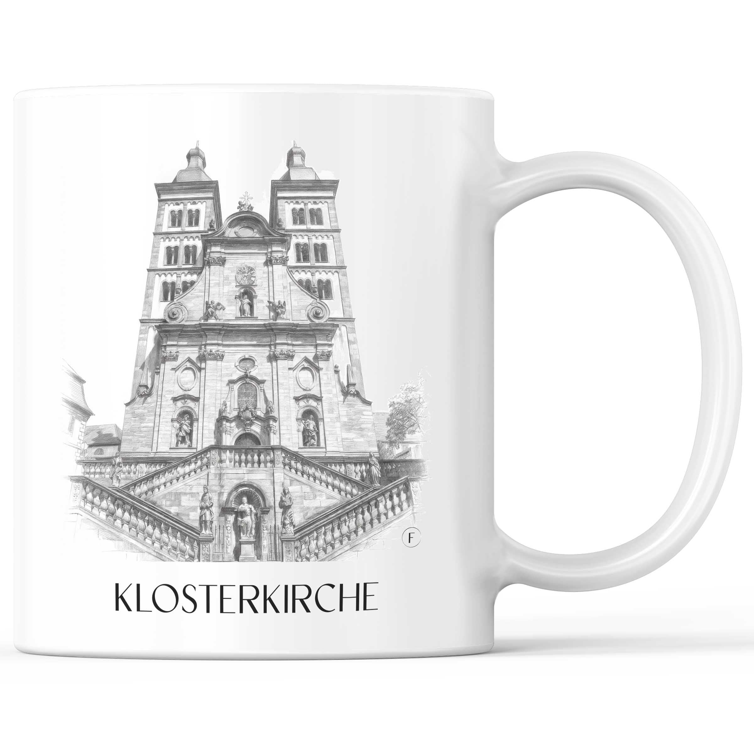 Klosterkirche Kaffeebecher - Amorbach - Deutschland Becher - Kaffeetasse im Zeichnung Stil