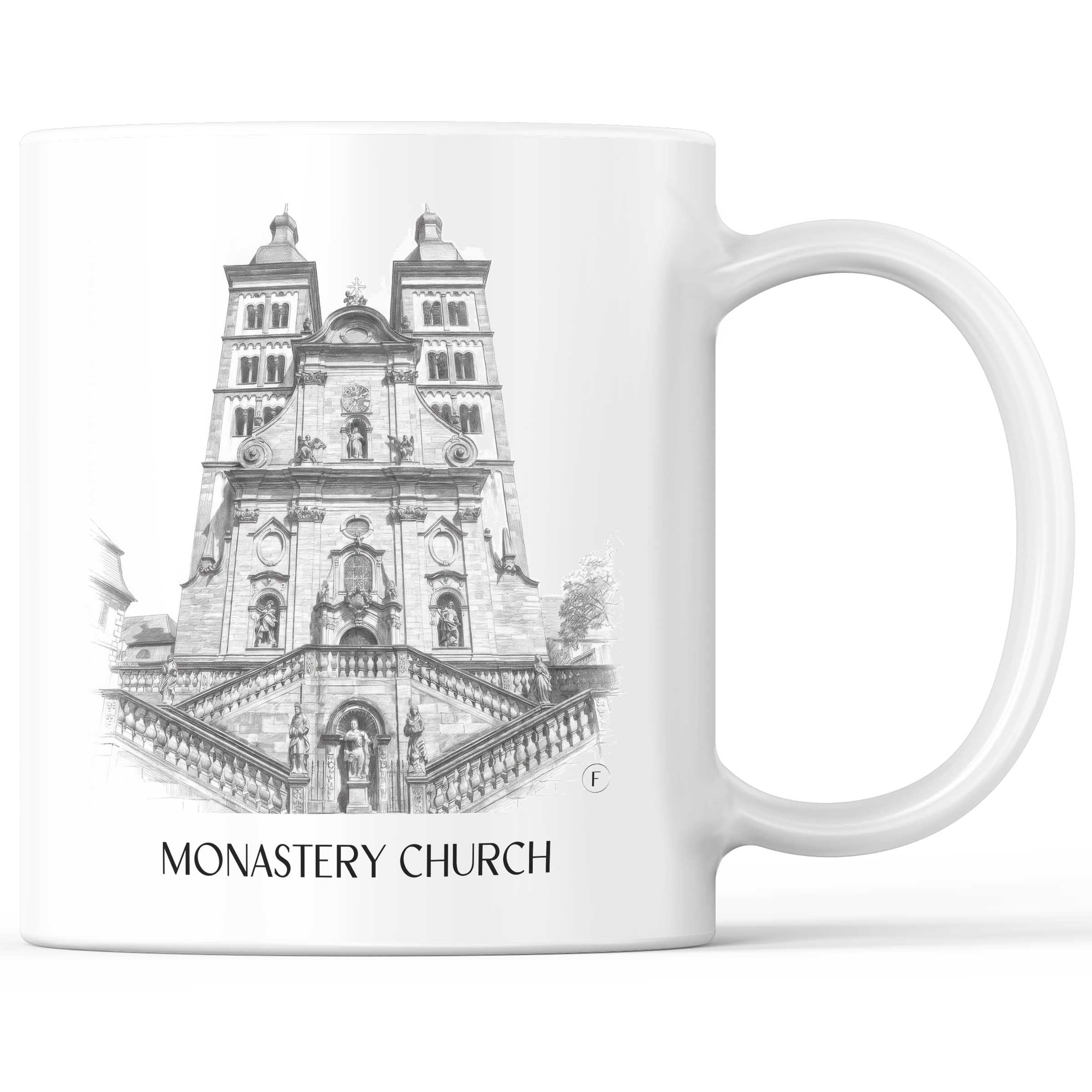 Klosterkirche Kaffeebecher - Amorbach - Deutschland Becher - Kaffeetasse im Zeichnung Stil
