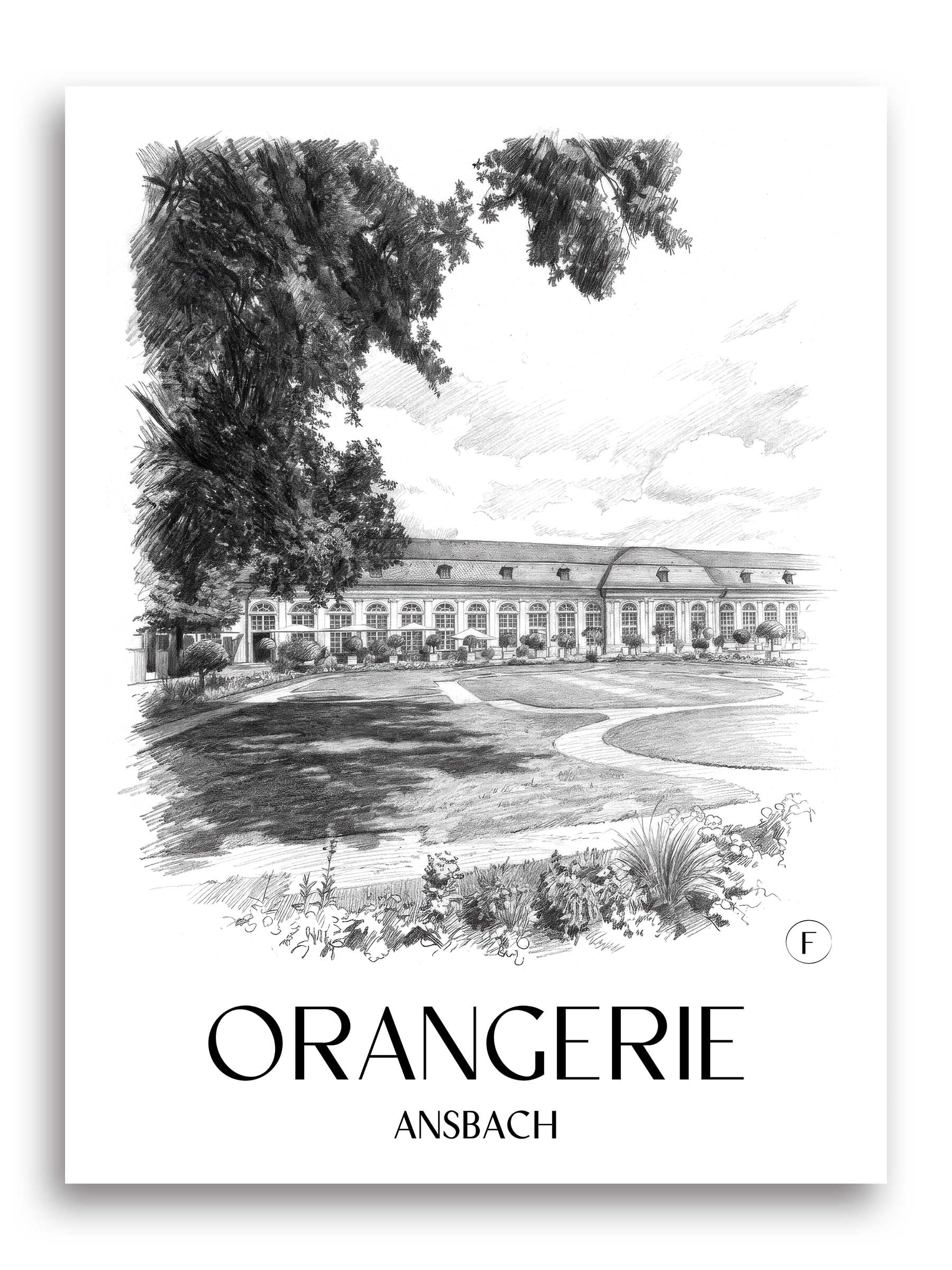 orangerie-ansbach-deutschland-poster-bleistift-zeichnung-drawing