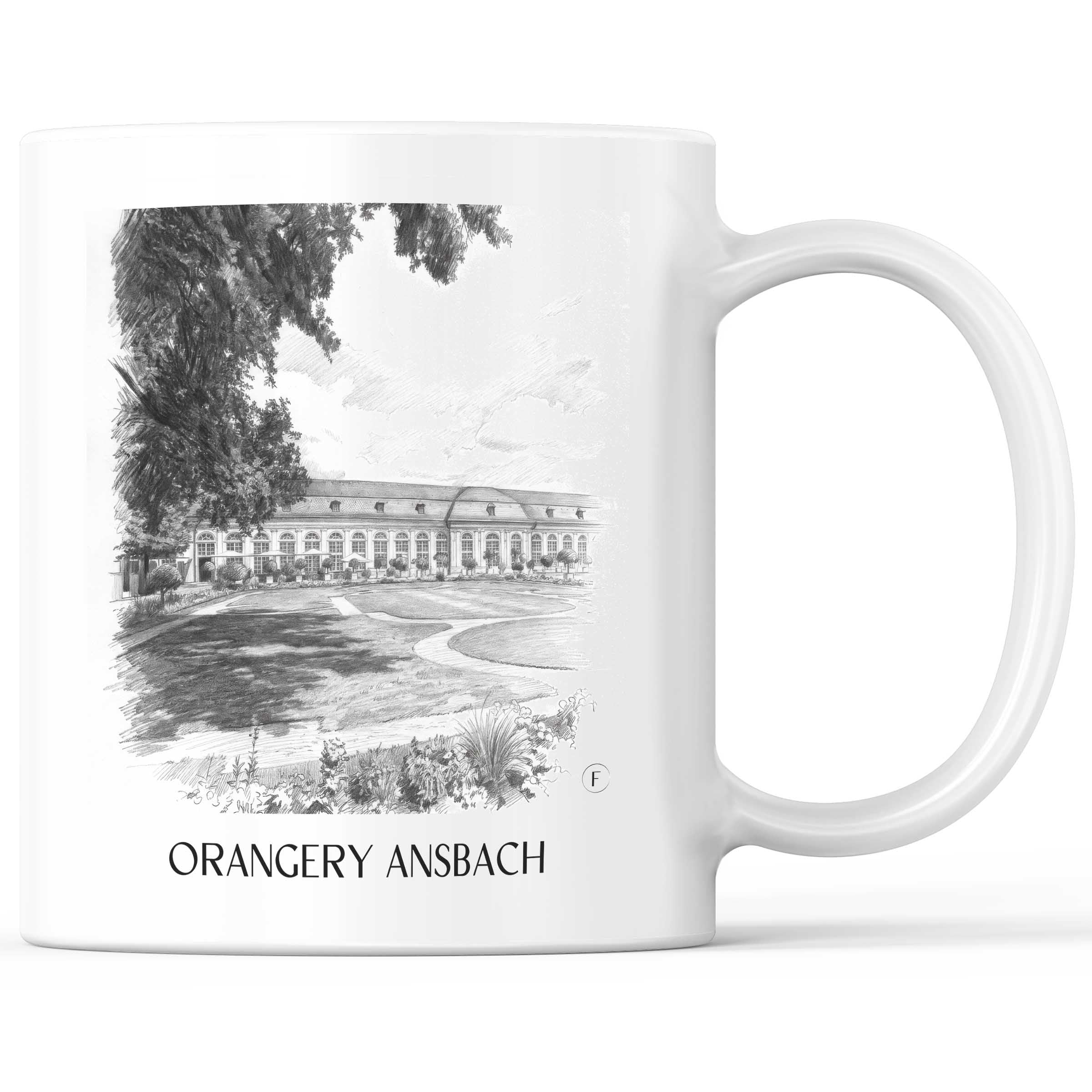 Orangerie Kaffeebecher - Ansbach - Deutschland Becher - Kaffeetasse im Zeichnung Stil