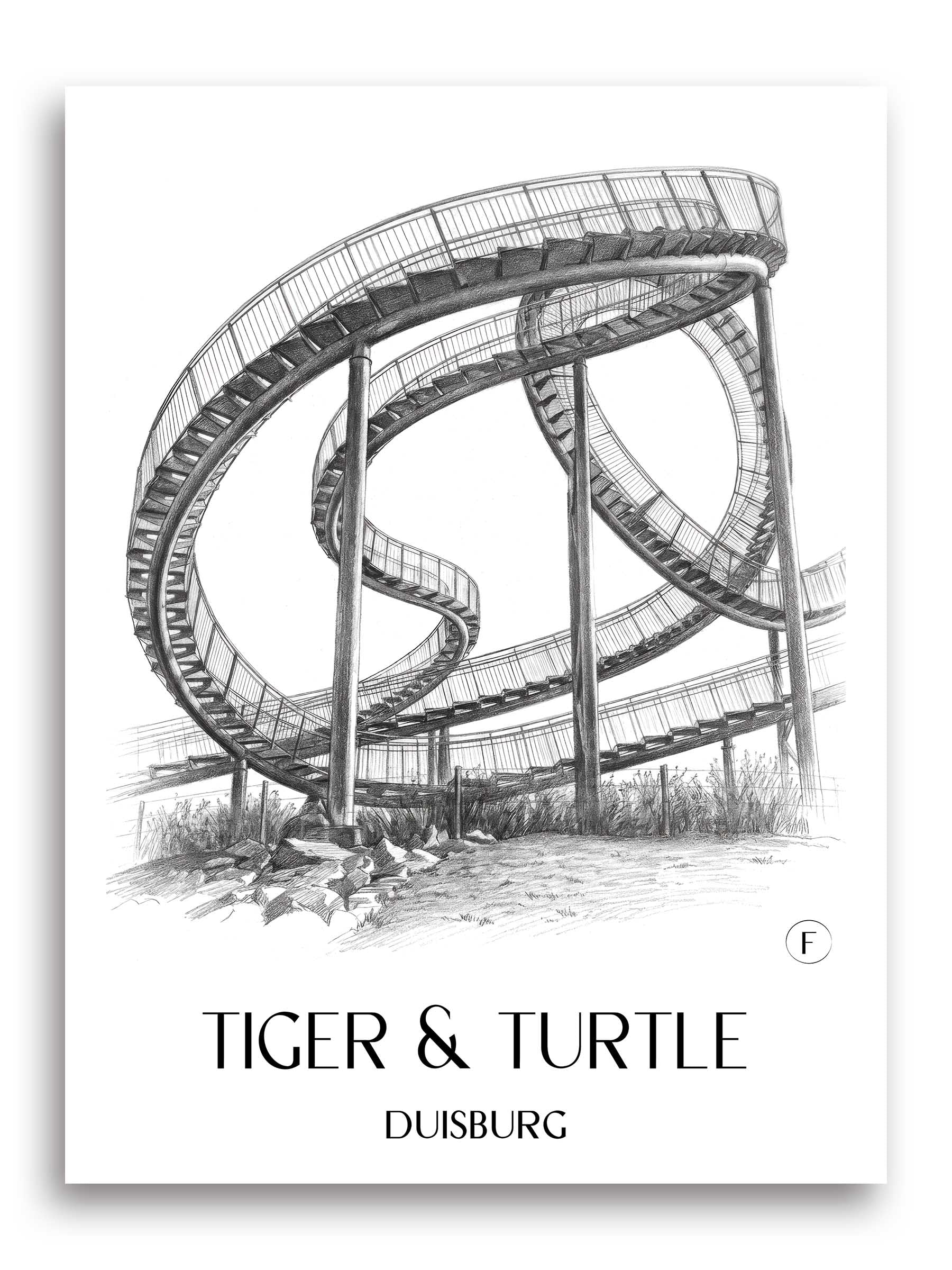 Tiger & Turtle Poster - Duisburg - Deutschland Kunstdruck - Zeichnung von A4 bis A1