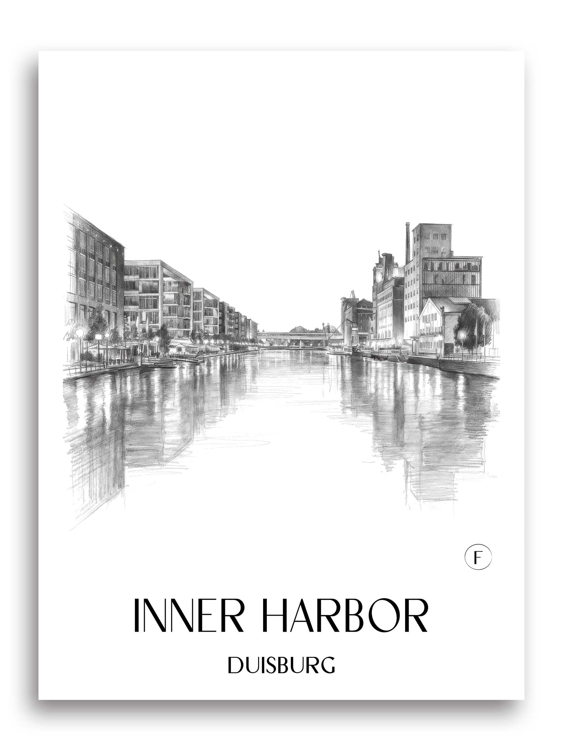 Innenhafen Poster - Duisburg - Deutschland Kunstdruck - Zeichnung von A4 bis A1