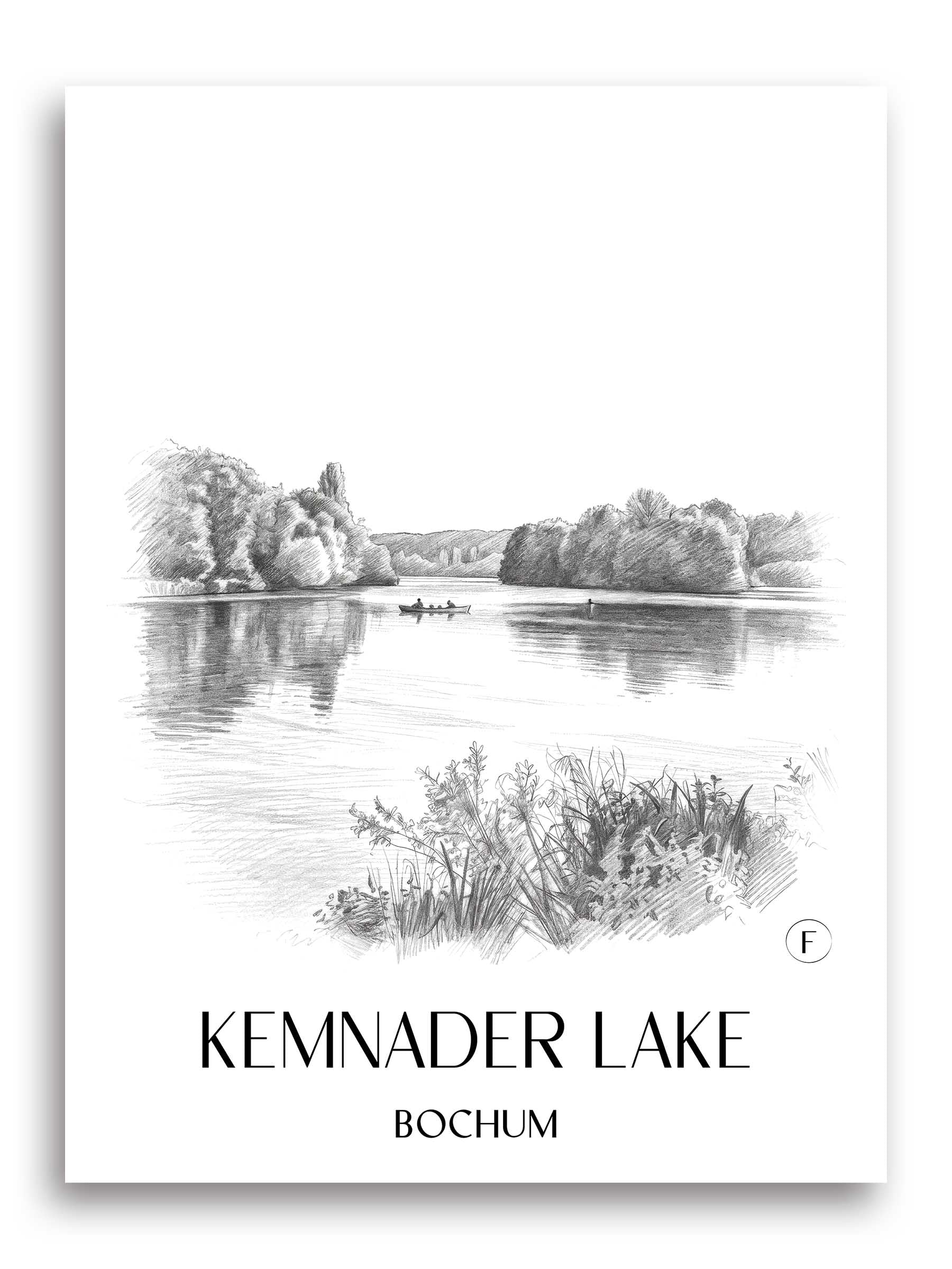 Kemnader See Poster - Bochum - Deutschland Kunstdruck - Zeichnung von A4 bis A1