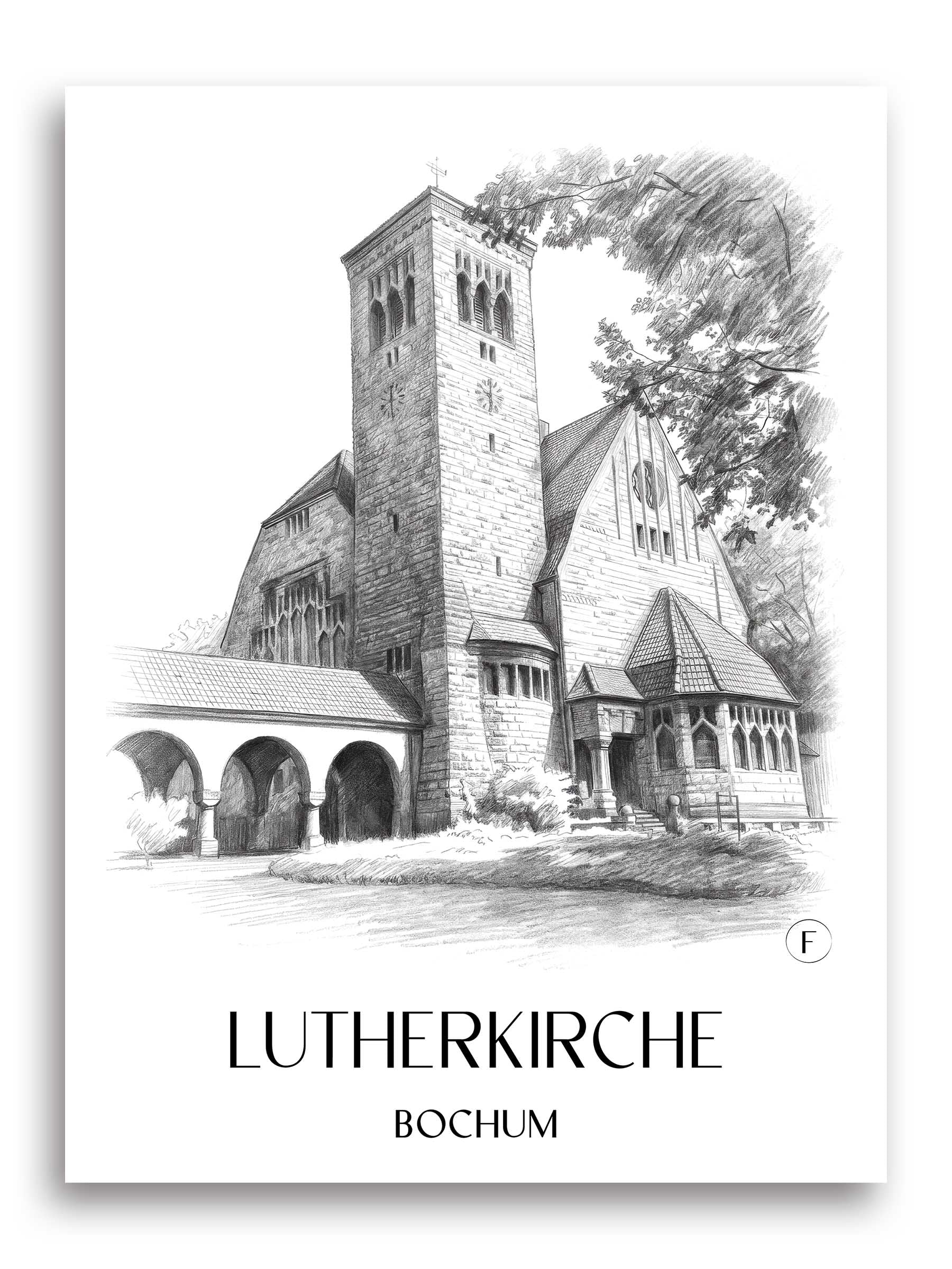 lutherkirche-bochum-deutschland-poster-bleistift-zeichnung-drawing