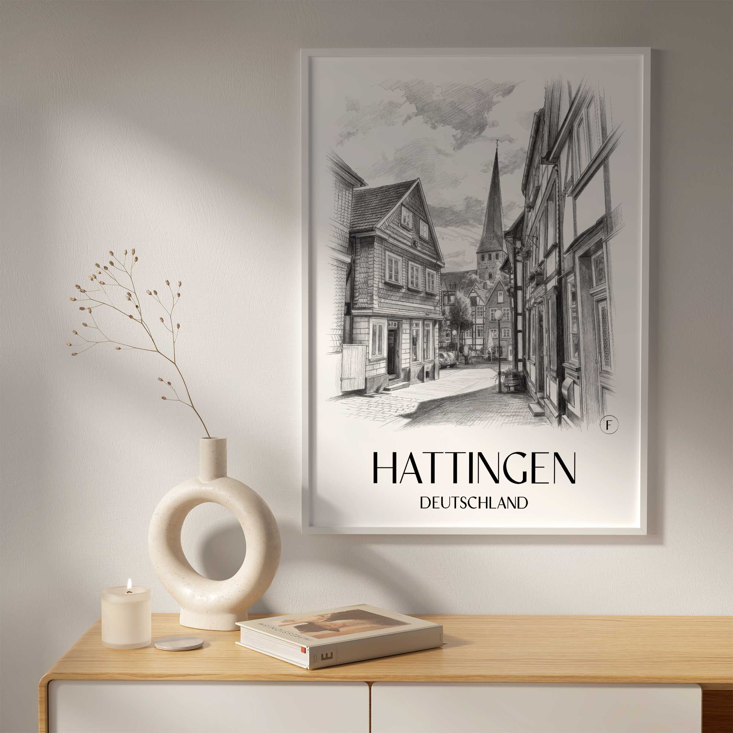 hattingen-deutschland-poster-bleistift-zeichnung-drawing