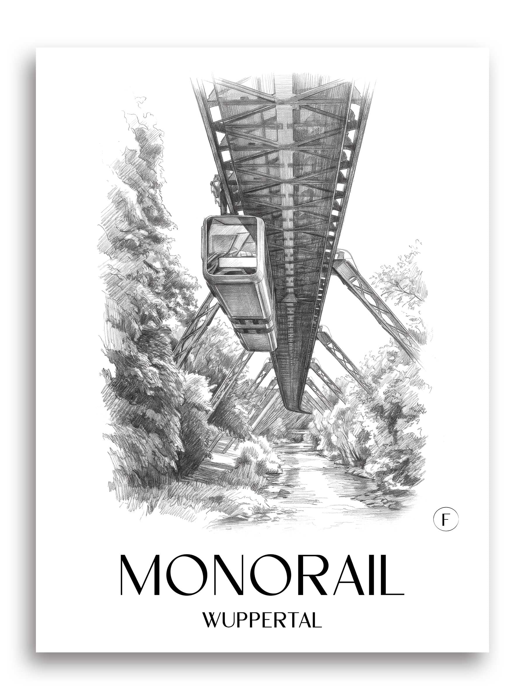 Schwebebahn Poster - Wuppertal - Deutschland Kunstdruck - Zeichnung von A4 bis A1