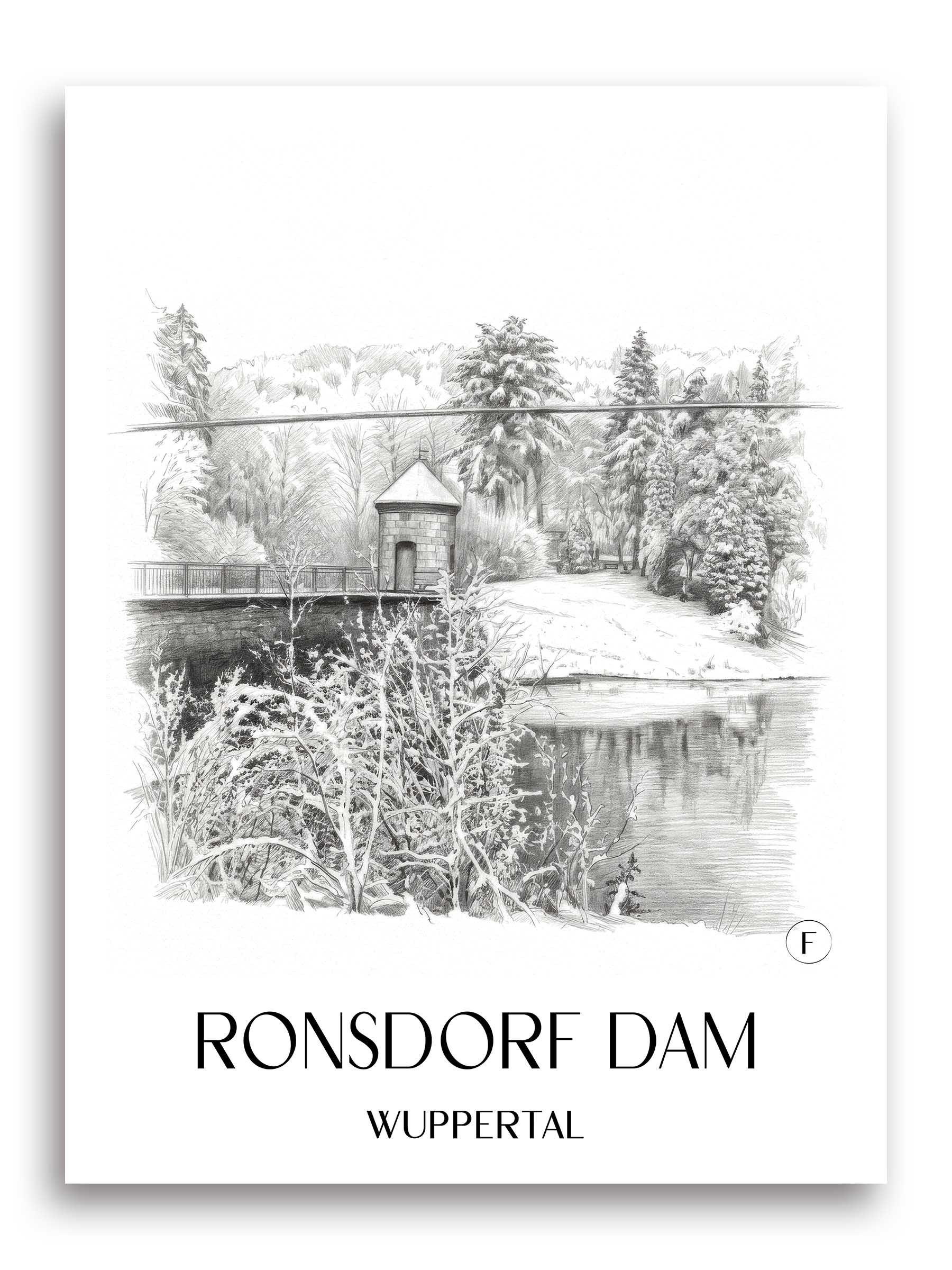 Ronsdorfer Talsperre Poster - Wuppertal - Deutschland Kunstdruck - Zeichnung von A4 bis A1