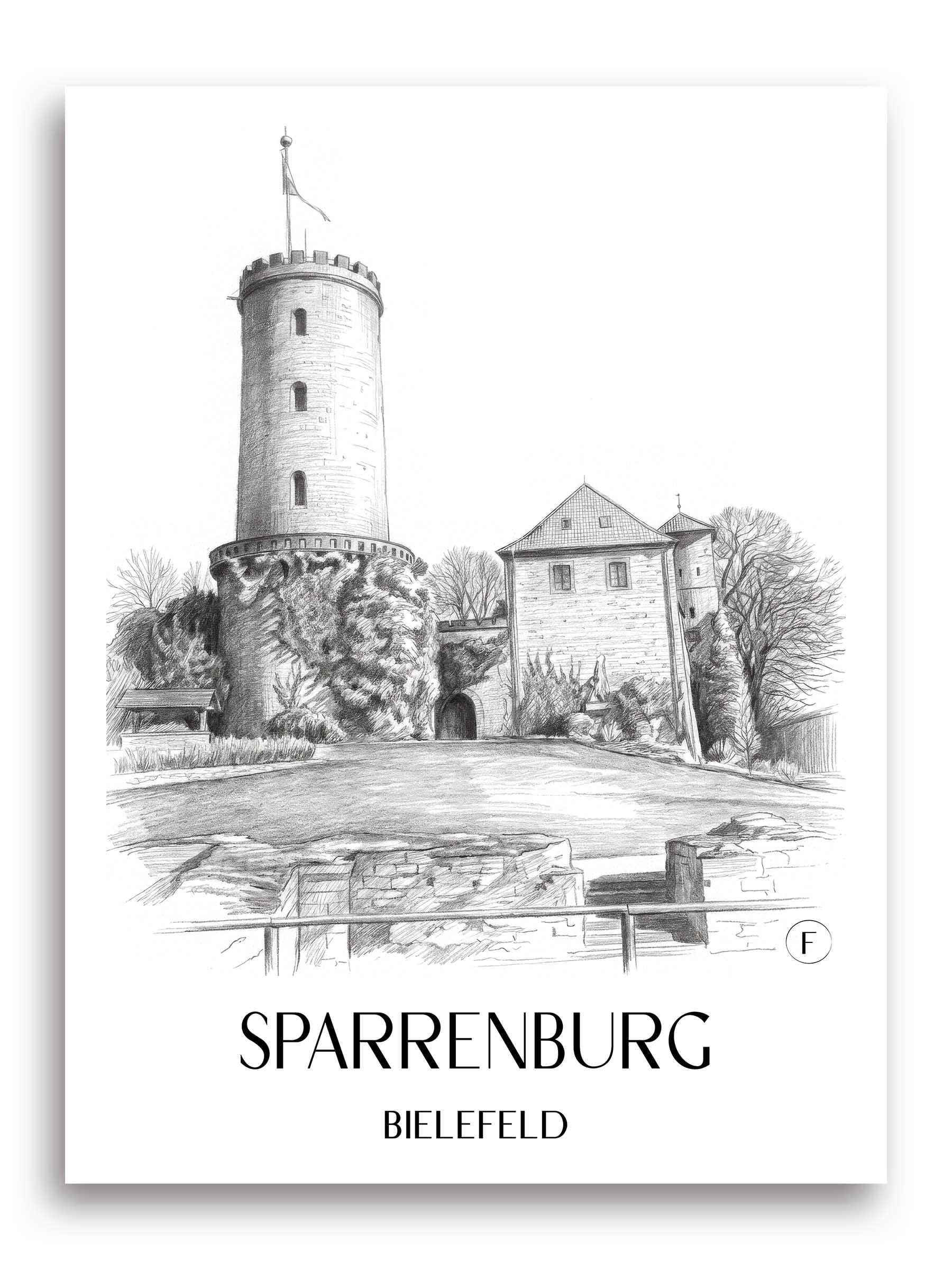 Sparrenburg Poster - Bielefeld - Deutschland Kunstdruck - Zeichnung von A4 bis A1
