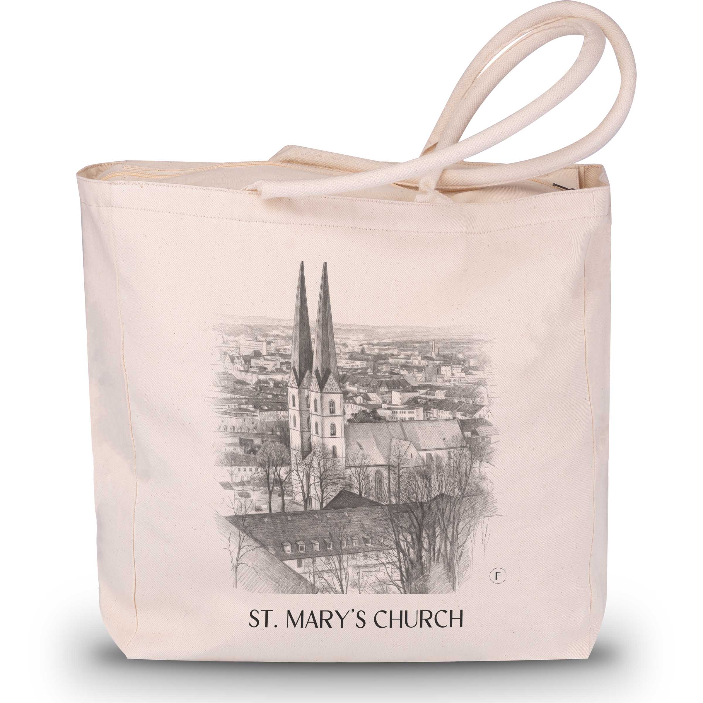 Marienkirche Shopping Tasche - Bielefeld - Deutschland Tote Bag - Einkaufstasche im Zeichnung Stil