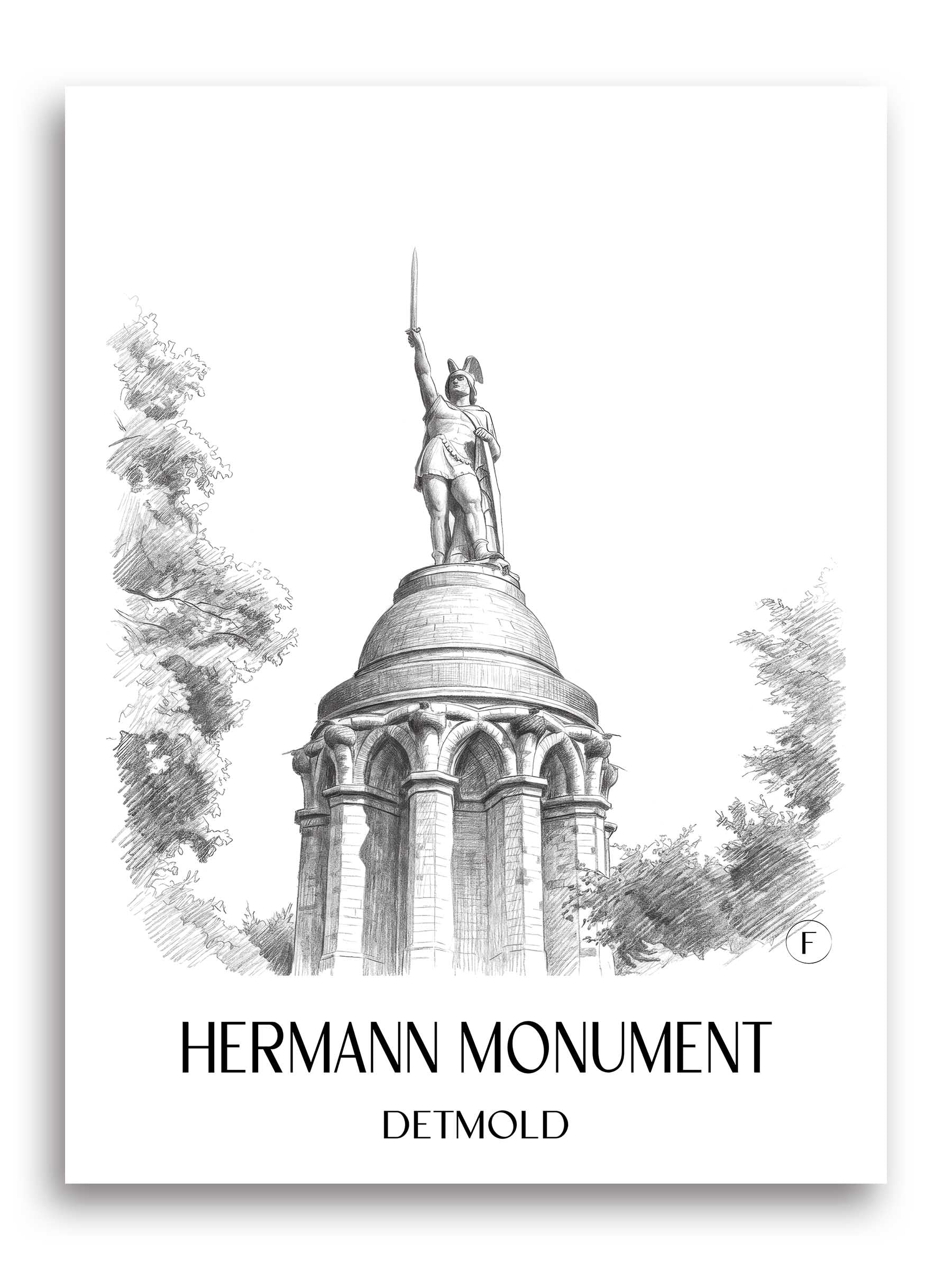Hermannsdenkmal Poster - Detmold - Deutschland Kunstdruck - Zeichnung von A4 bis A1