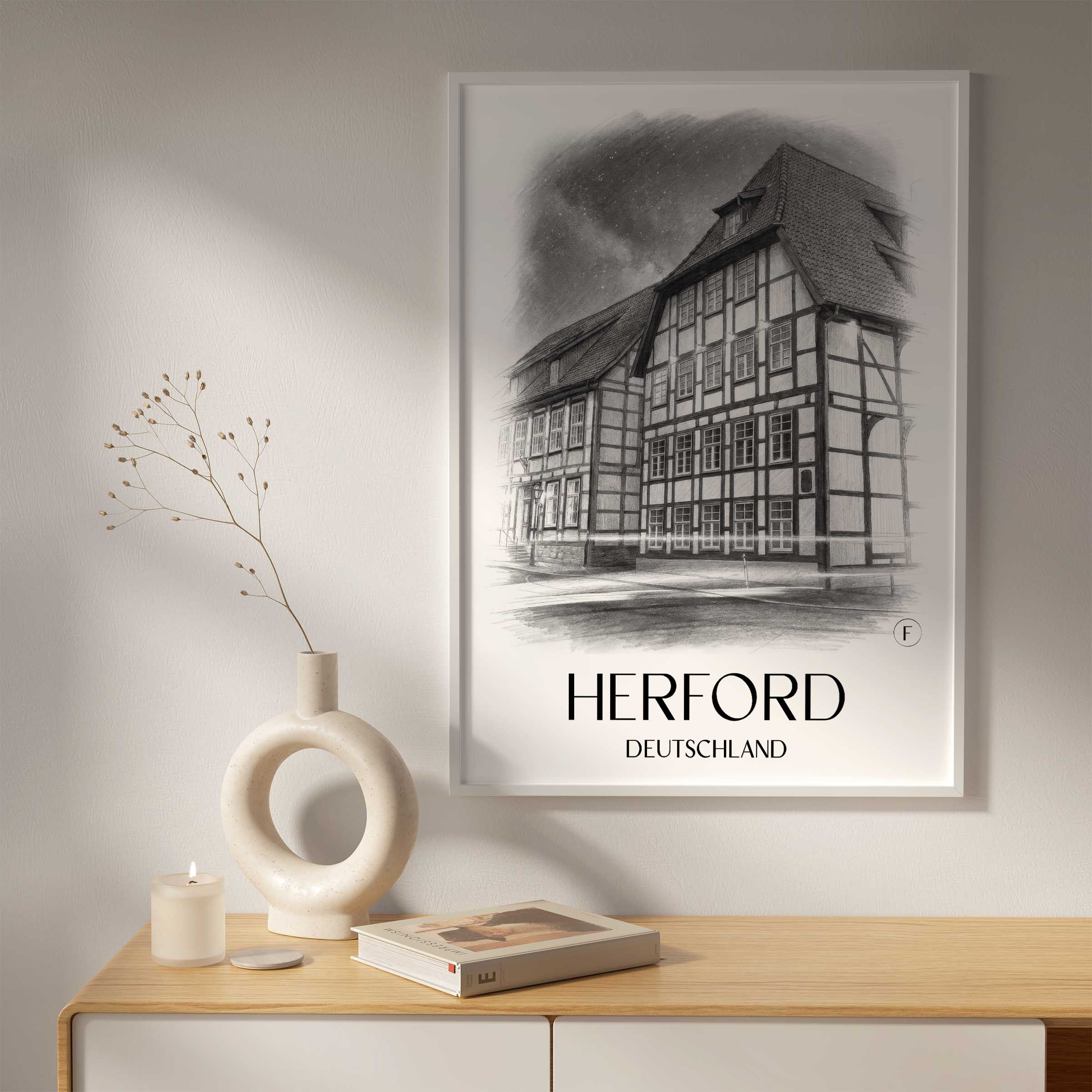 herford-ostwestfalen-deutschland-poster-bleistift-zeichnung-drawing