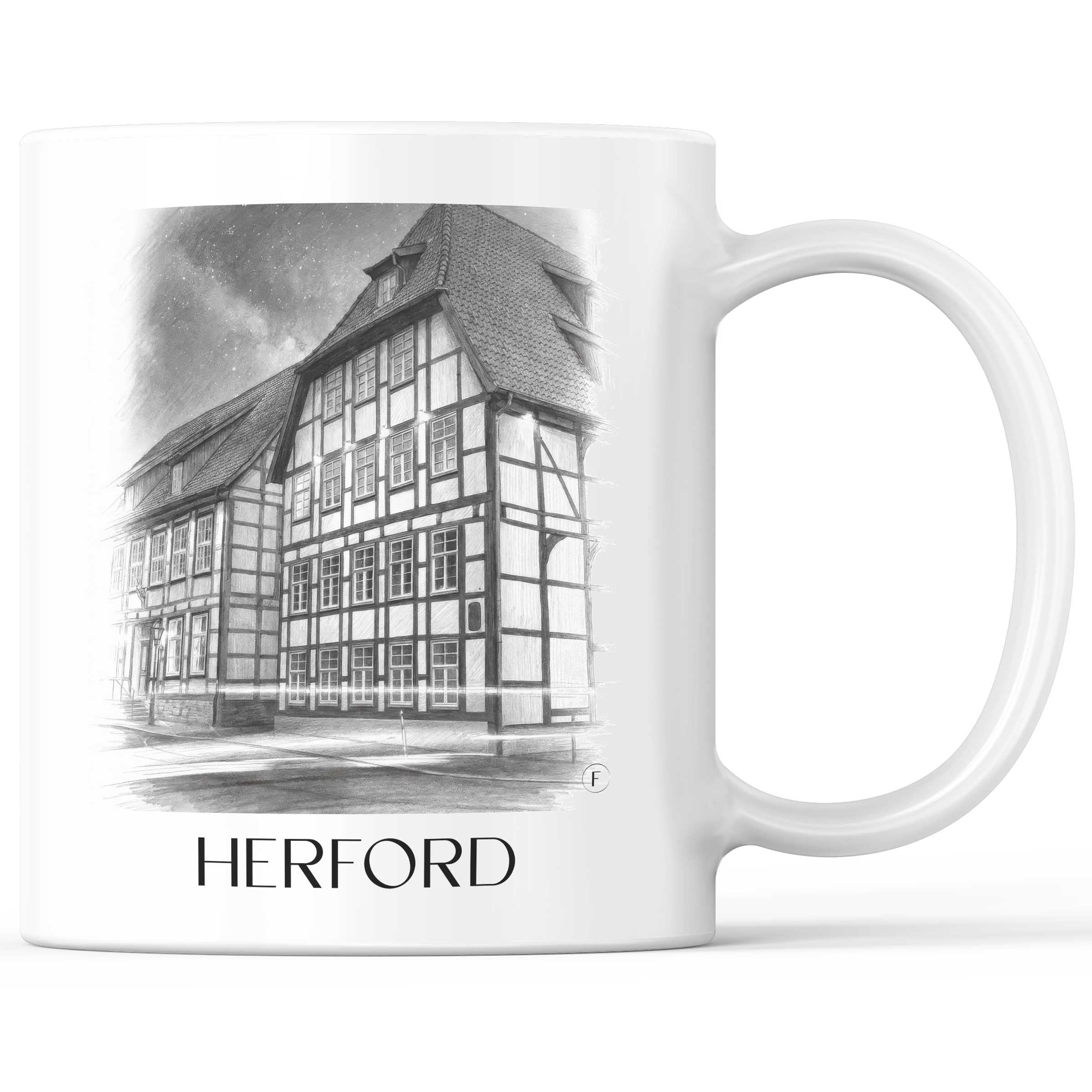 Herford Kaffeebecher - Ostwestfalen - Deutschland Becher - Kaffeetasse im Zeichnung Stil