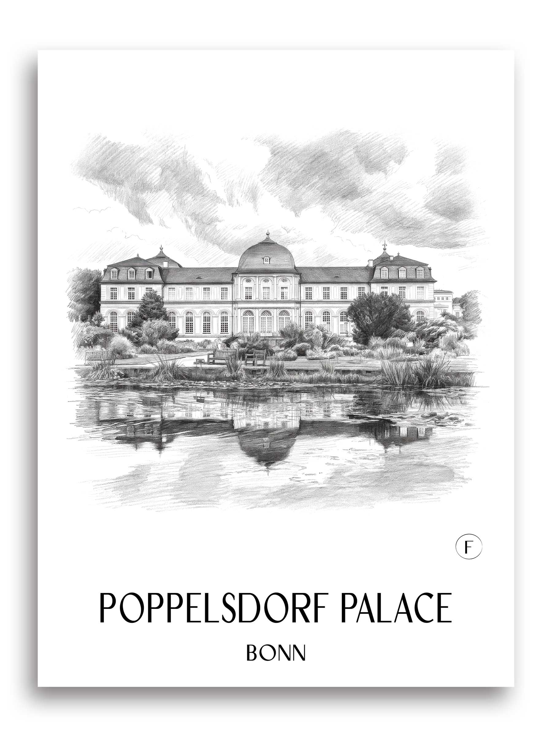Poppelsdorfer Schloss Poster - Bonn - Deutschland Kunstdruck - Zeichnung von A4 bis A1