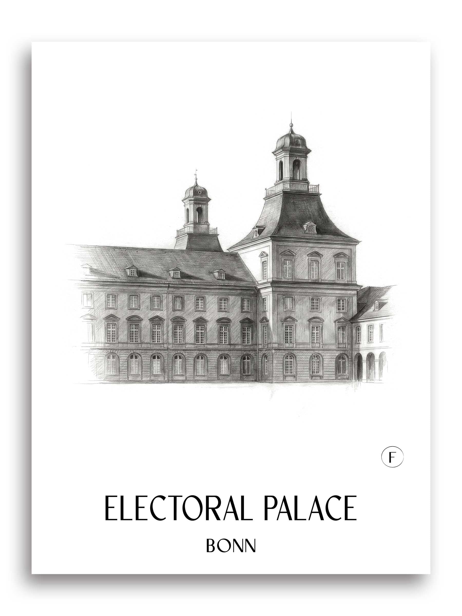 Kurfürstliches Schloss Poster - Bonn - Deutschland Kunstdruck - Zeichnung von A4 bis A1