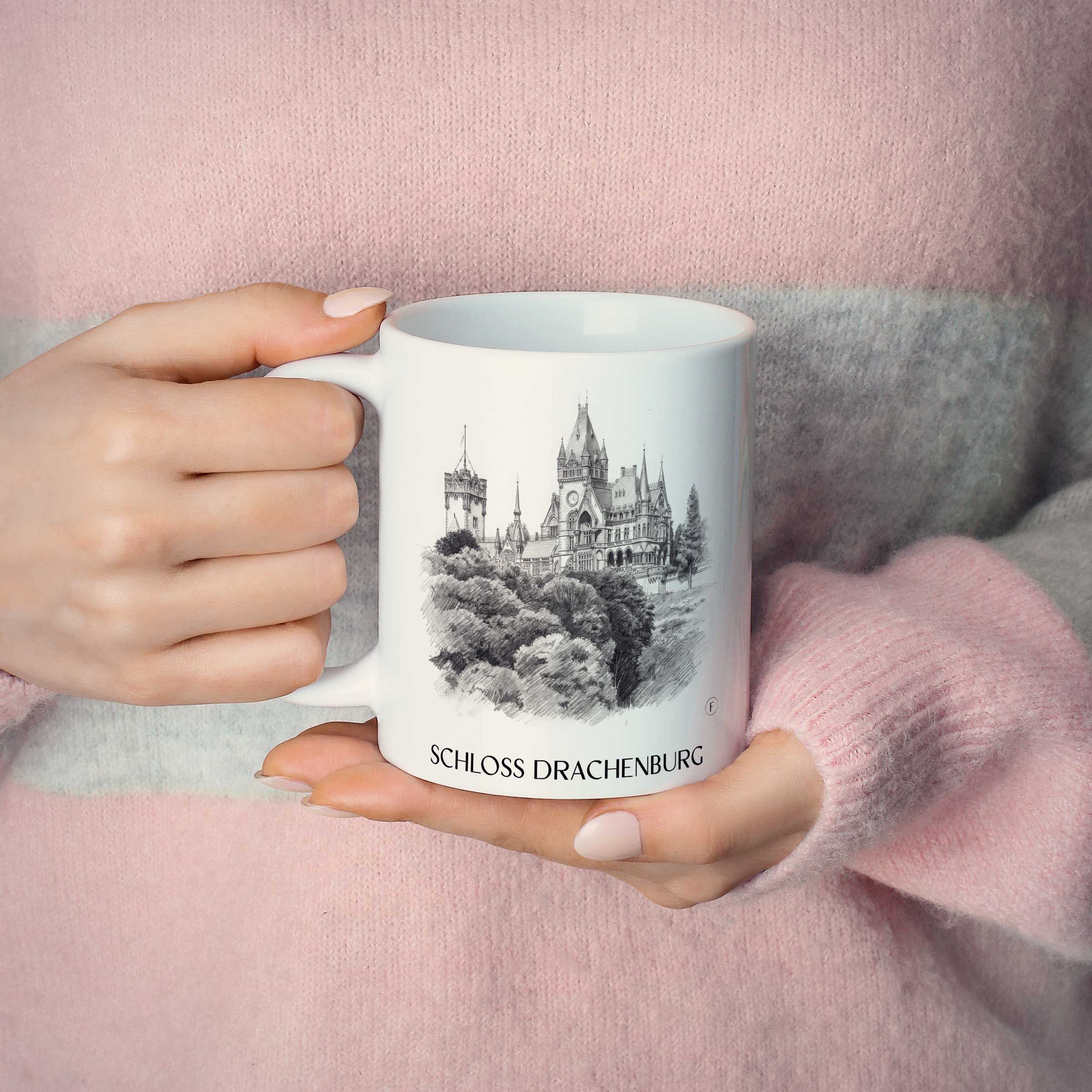 schloss-drachenburg-königswinter-deutschland-kaffeebecher-bleistift-zeichnung-drawing