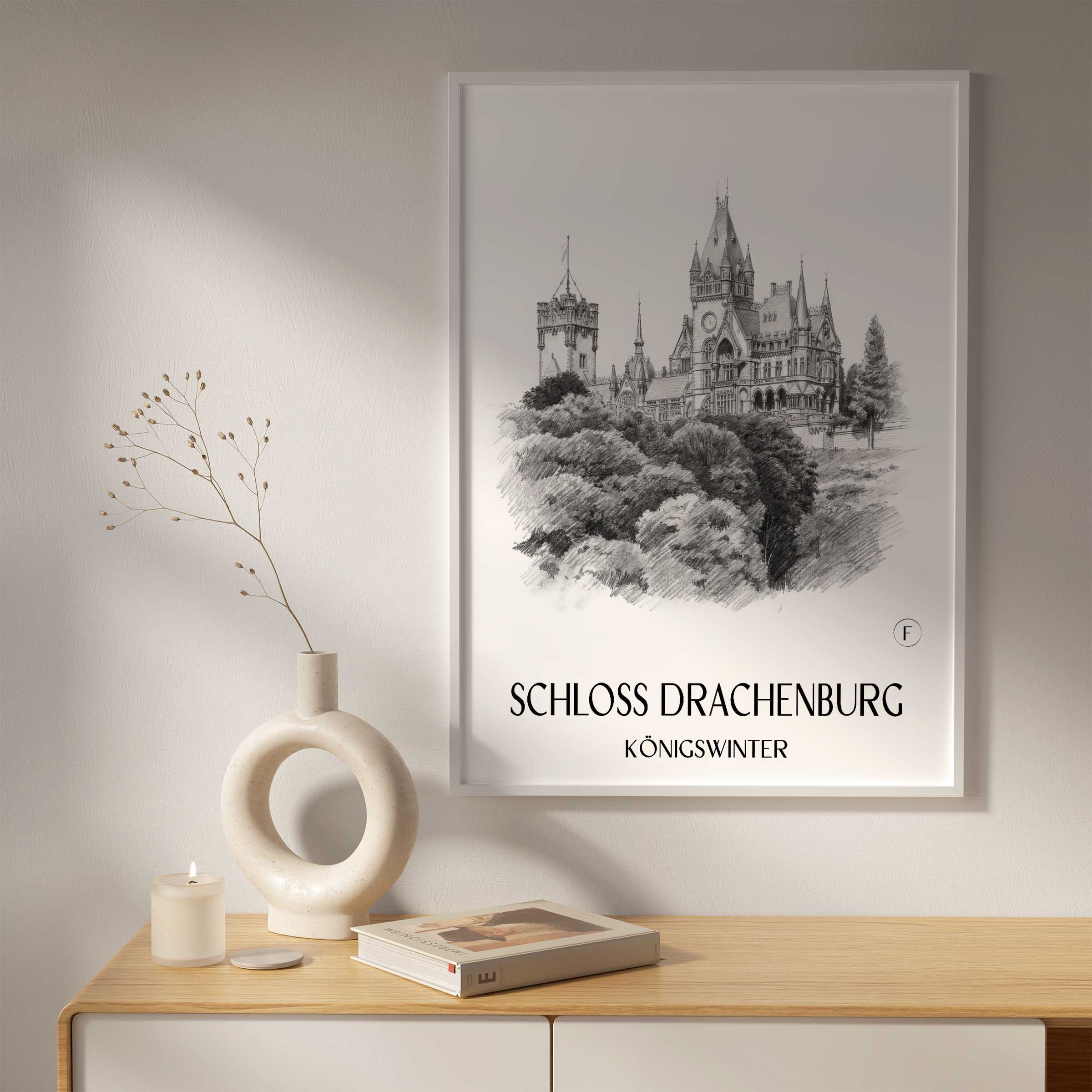 schloss-drachenburg-königswinter-deutschland-poster-bleistift-zeichnung-drawing