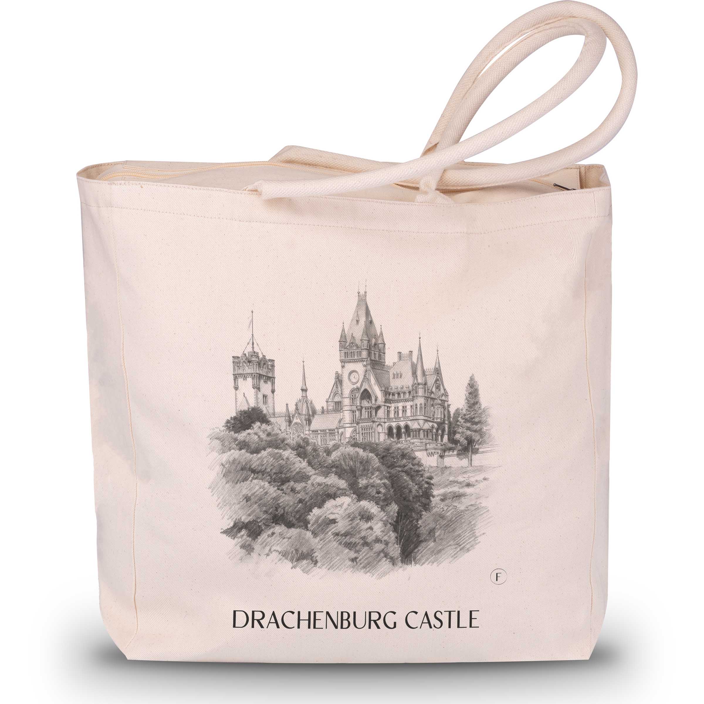 Drachenburg Castle Shopping Bag - Königswinter - Germany Tote Bag - Drawing Style Shopping Bag