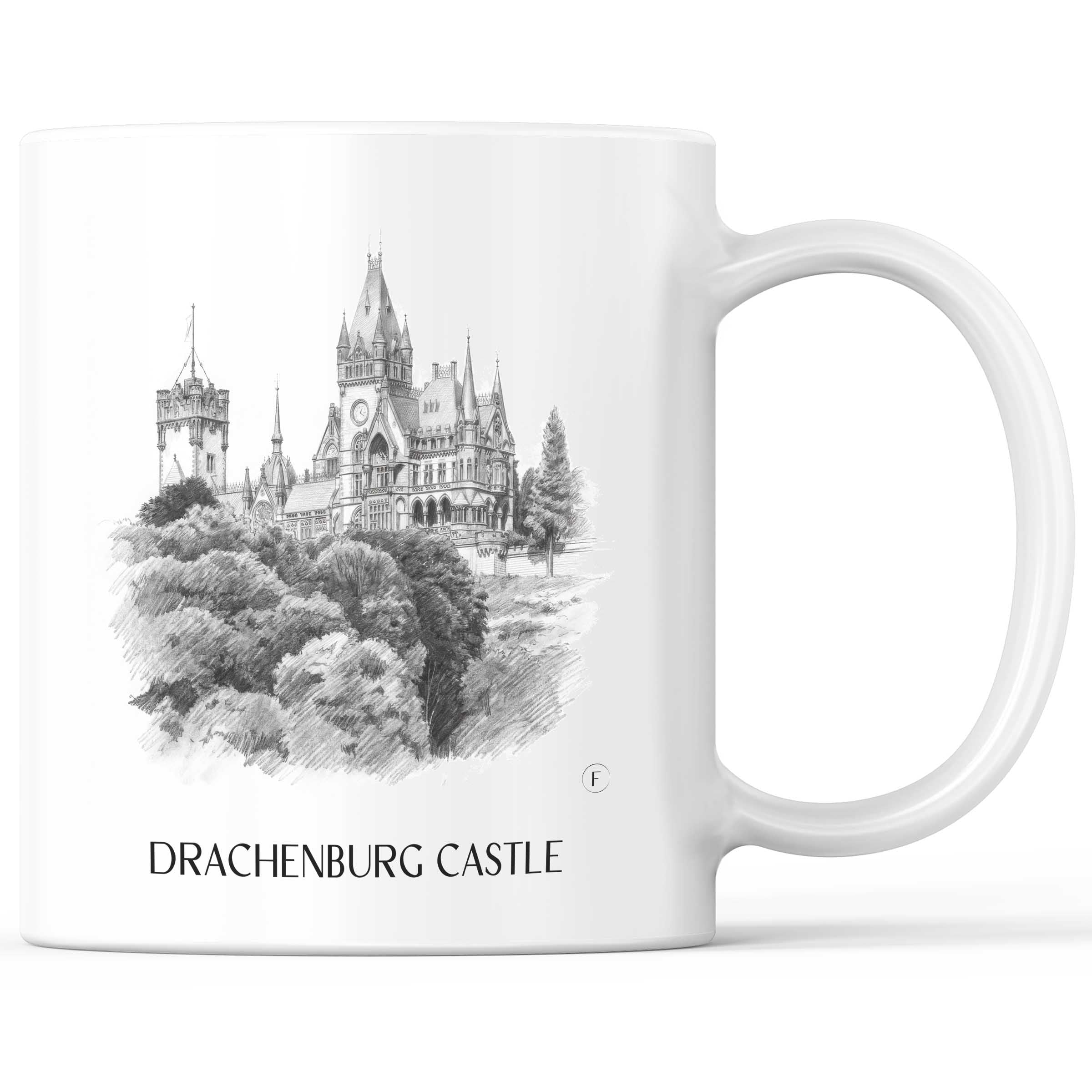 Schloss Drachenburg Kaffeebecher - Königswinter - Deutschland Becher - Kaffeetasse im Zeichnung Stil