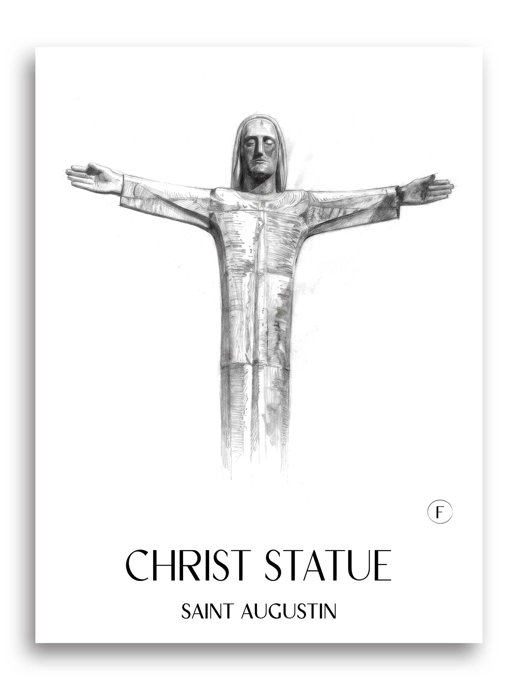 Christusstatue Poster - Sankt Augustin - Deutschland Kunstdruck - Zeichnung von A4 bis A1