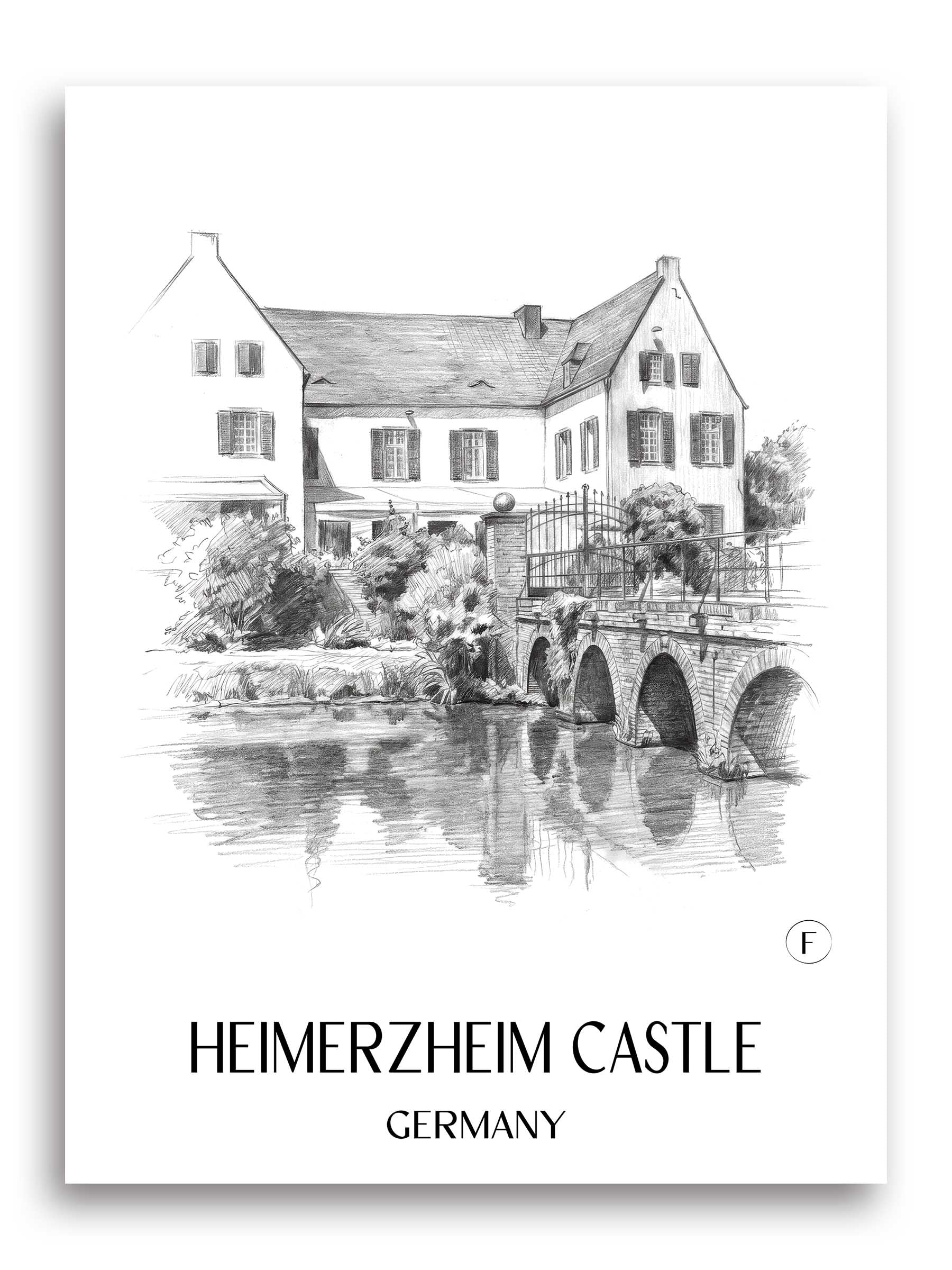 Burg Heimerzheim Poster - Rheinland - Deutschland Kunstdruck - Zeichnung von A4 bis A1