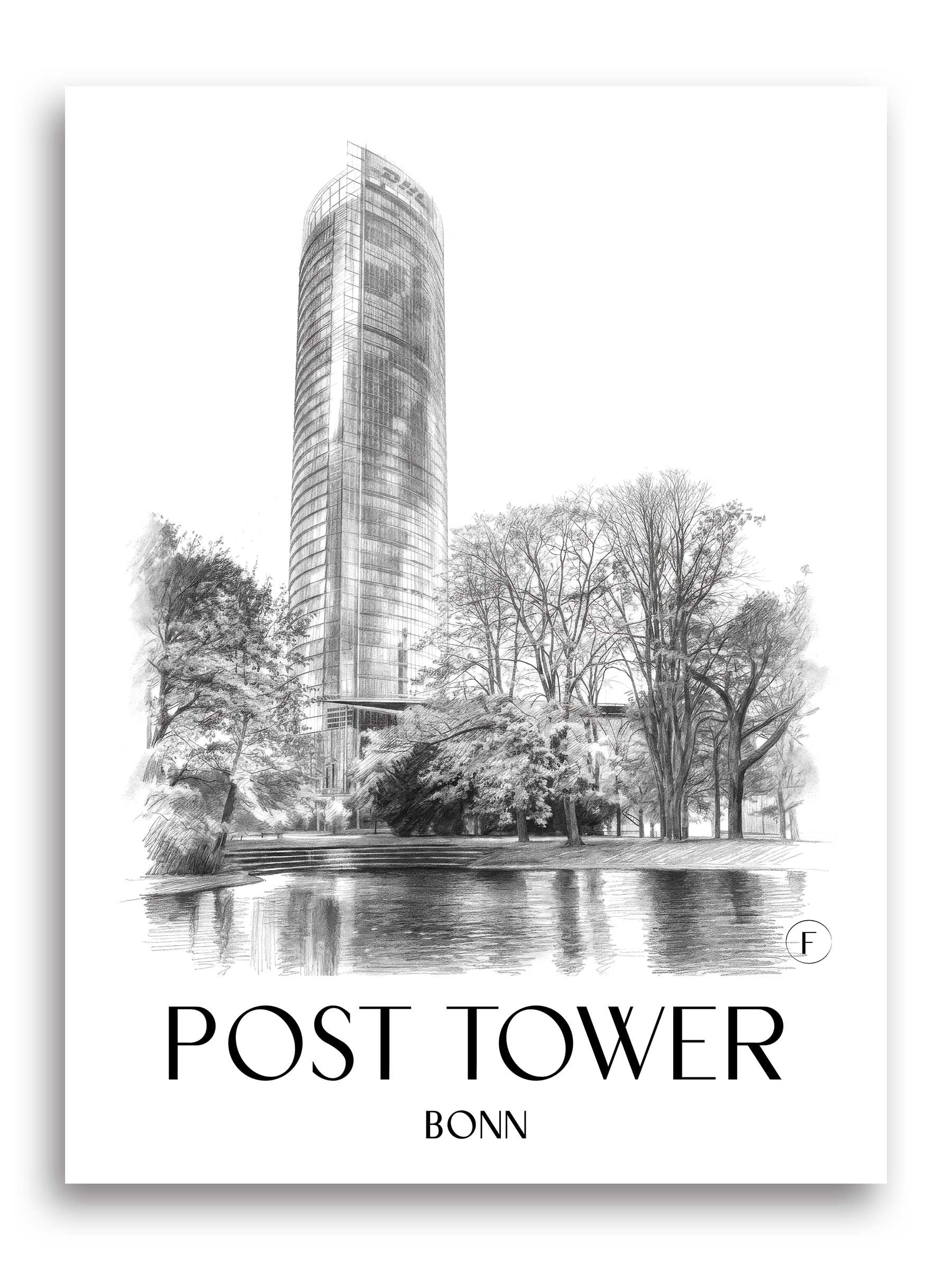 Posttower Poster - Bonn - Deutschland Kunstdruck - Zeichnung von A4 bis A1