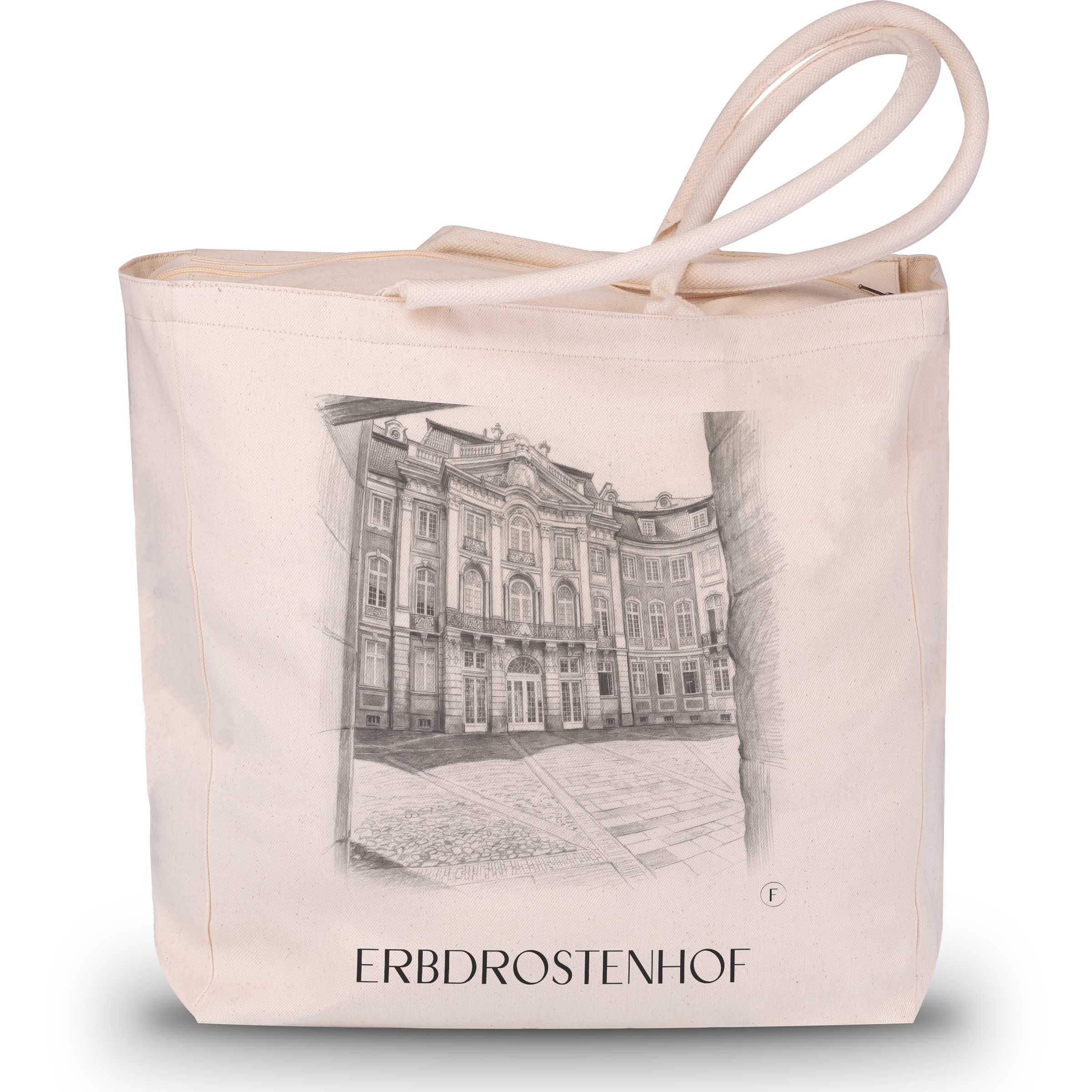 erbdrostenhof-münster-deutschland-einkaufstasche-bleistift-zeichnung-drawing