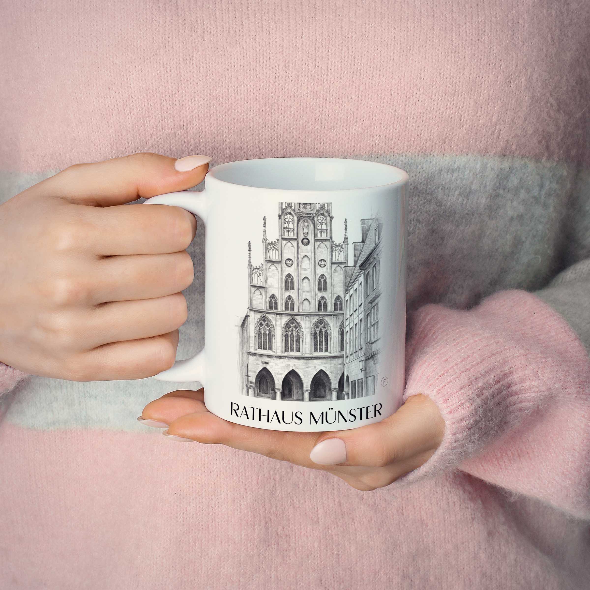 rathaus-münster-deutschland-kaffeebecher-bleistift-zeichnung-drawing