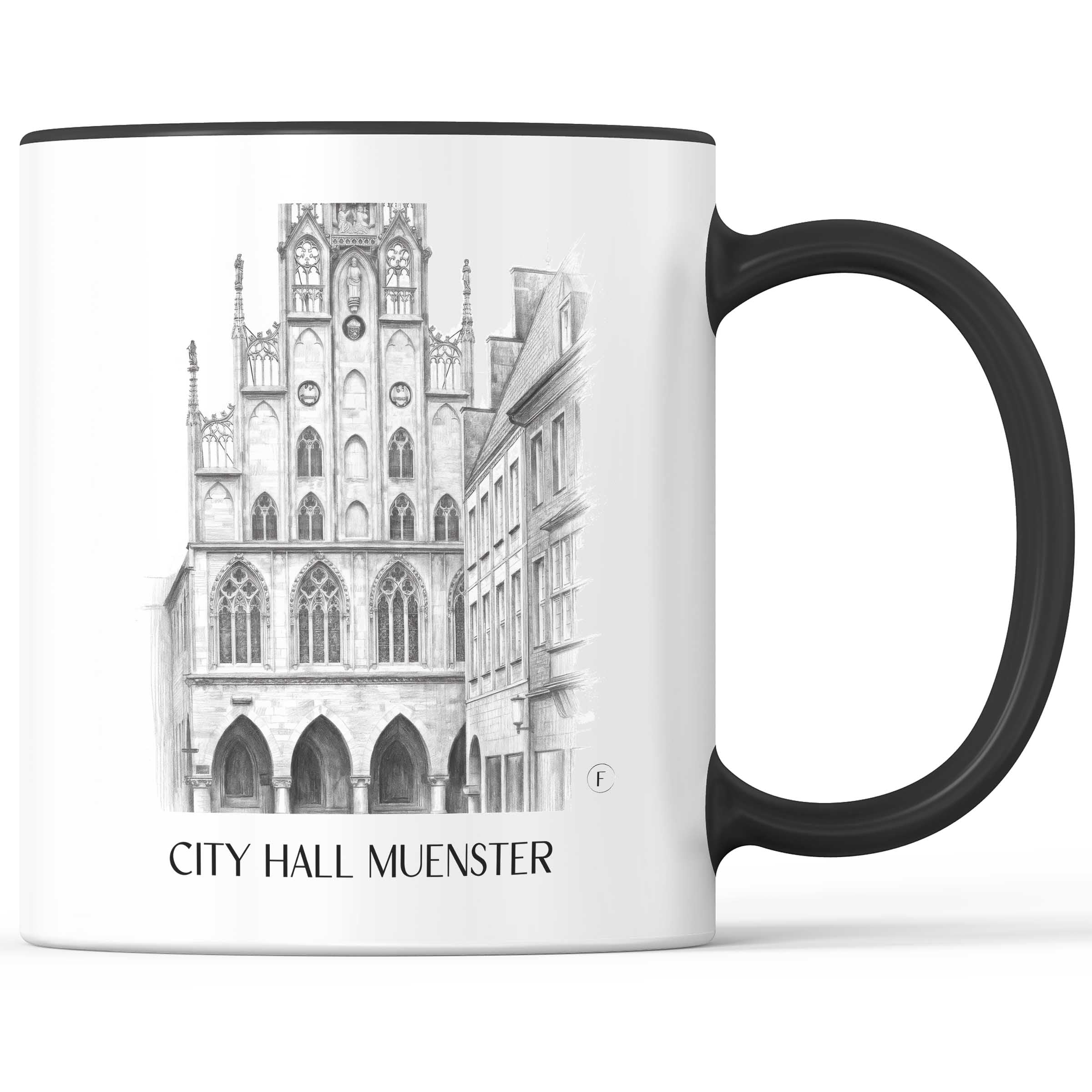Rathaus Kaffeebecher - Münster - Deutschland Becher - Kaffeetasse im Zeichnung Stil