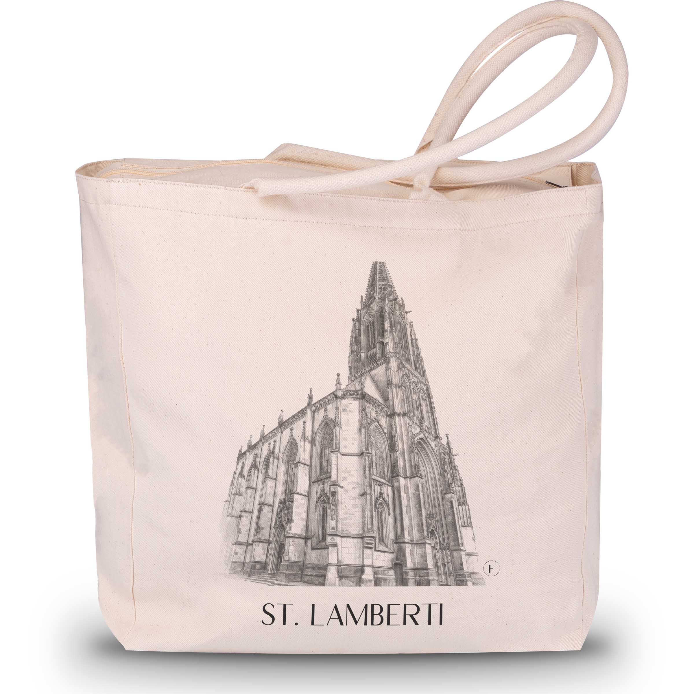 St. Lamberti Shopping Tasche - Münster - Deutschland Tote Bag - Einkaufstasche im Zeichnung Stil