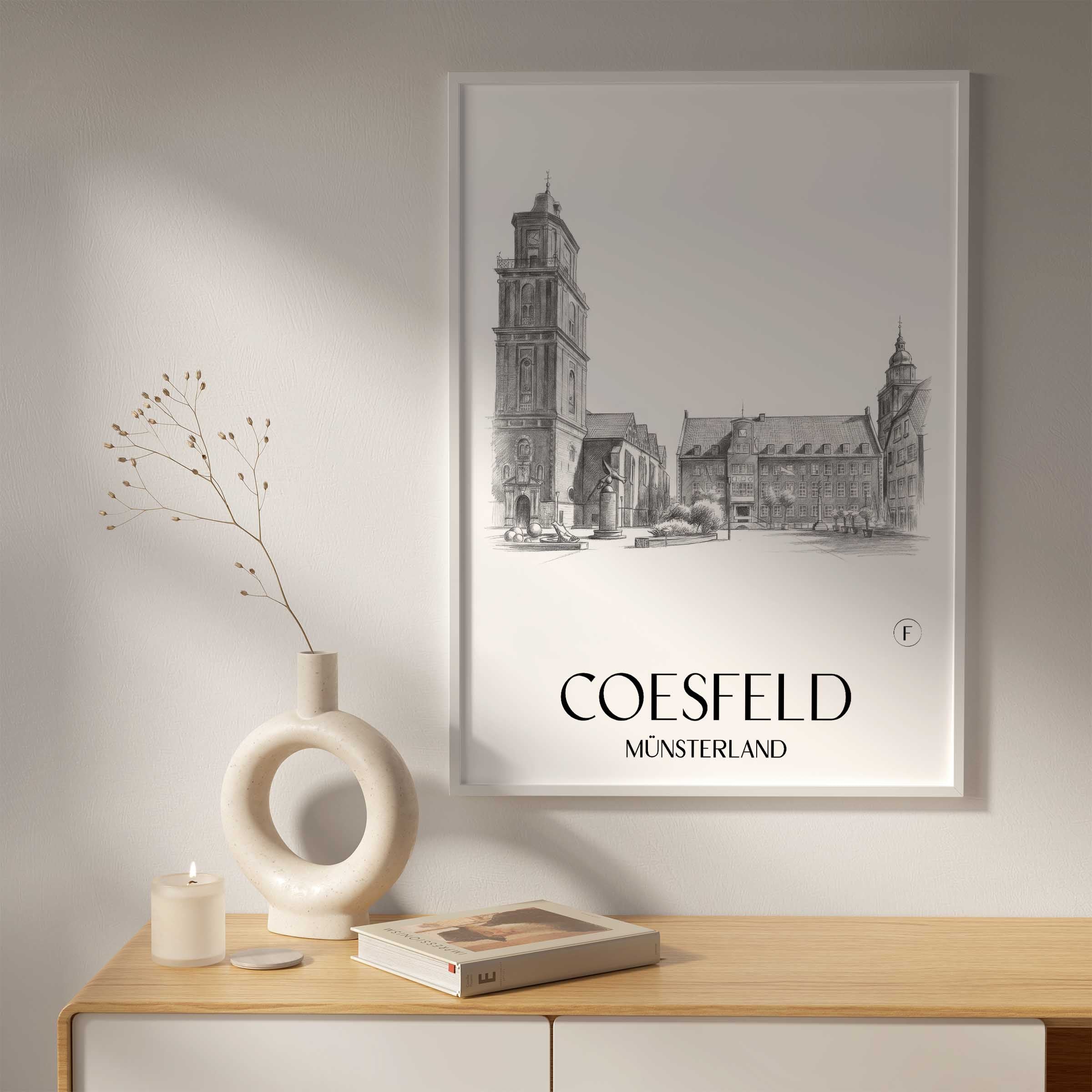coesfeld-münsterland-deutschland-poster-bleistift-zeichnung-drawing